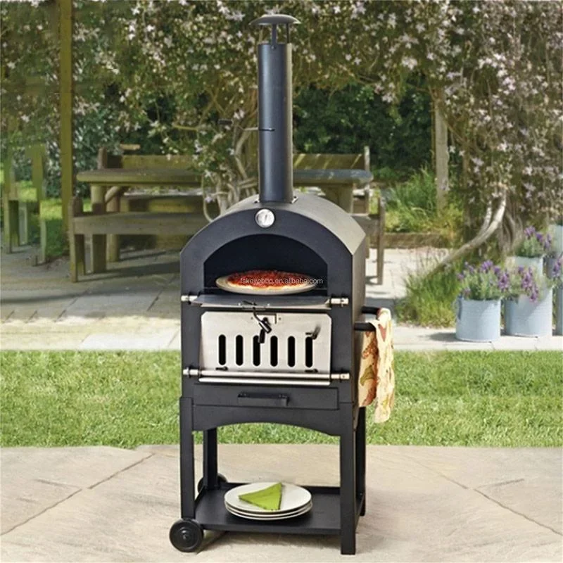 Vargan Holzkohlegrill - Pizzaofen - Smoker - 3-in-1 - Grillfläche 34 x 24 cm - mit Thermometer - 0