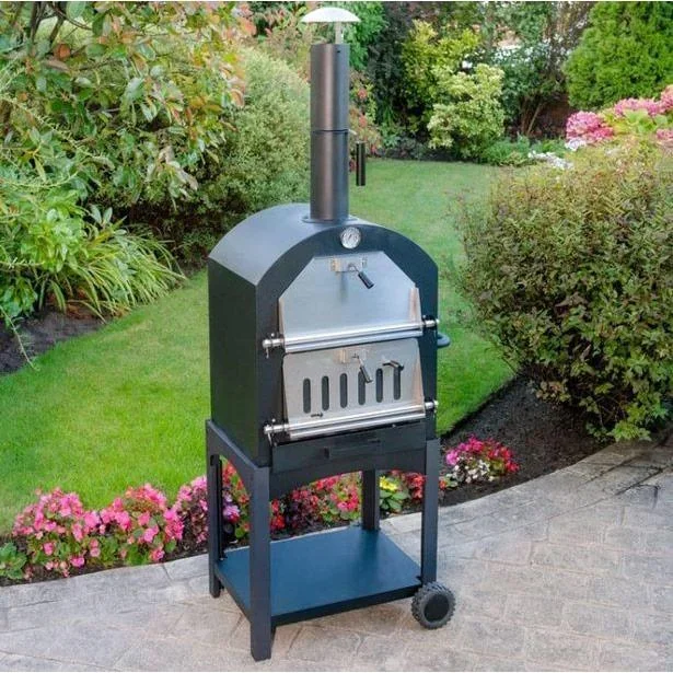 Vargan Holzkohlegrill - Pizzaofen - Smoker - 3-in-1 - Grillfläche 34 x 24 cm - mit Thermometer - 1