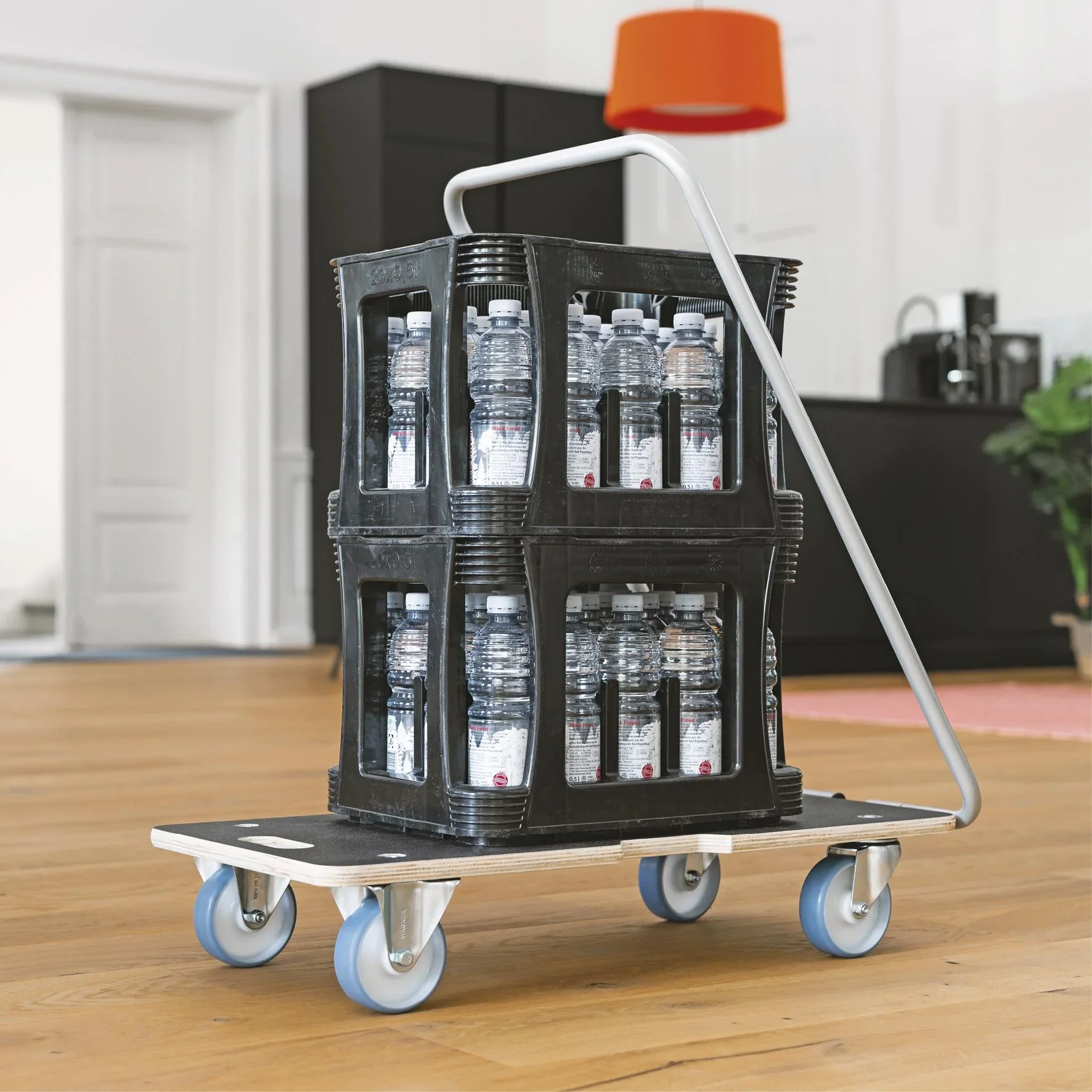 Transporthilfe MM 1345, 74 x 36,5 x 14,5 cm, softe Rollen Ø 100 mm Rollenlager, Bügel, Multiplex FSC®, Tragkraft 300 kg - 2