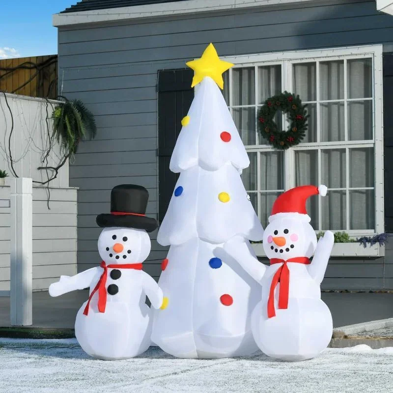 Aufblasbarer Weihnachtsbaum Weihnachtsdekoration mit Schneemann 185 cm - 1