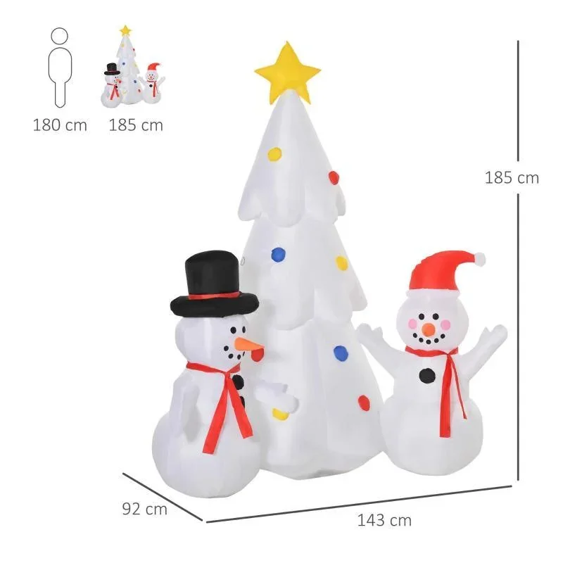 Aufblasbarer Weihnachtsbaum Weihnachtsdekoration mit Schneemann 185 cm - 3