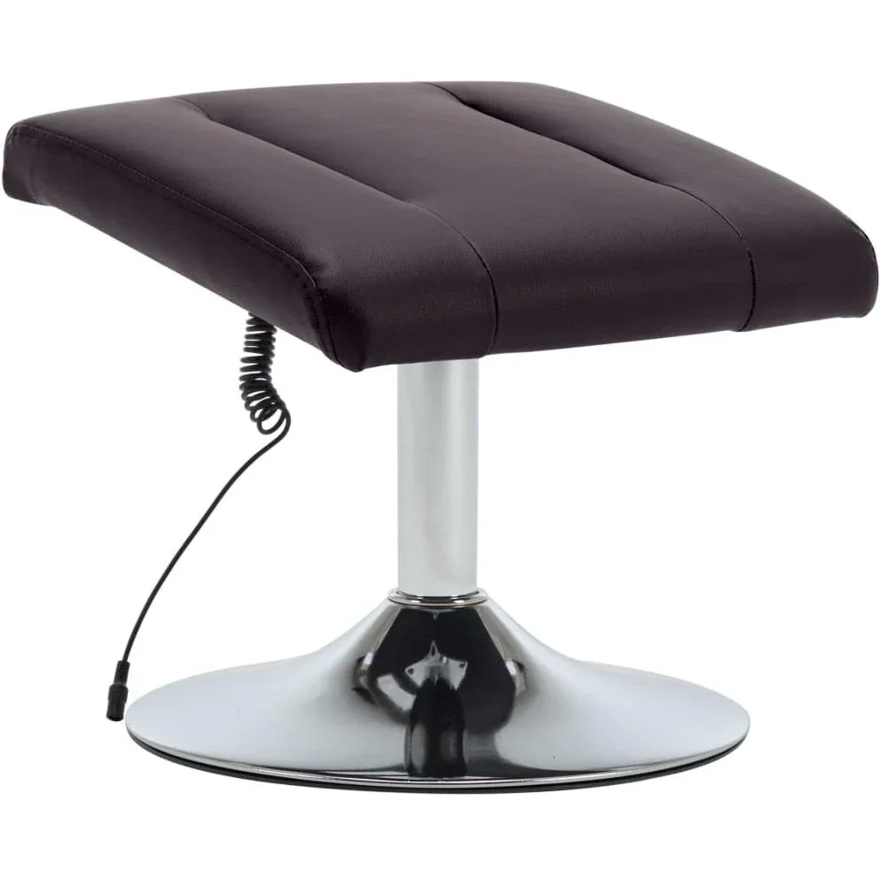 Massagesitz verstellbar mit Fußhocker Kunstleder braun - 0