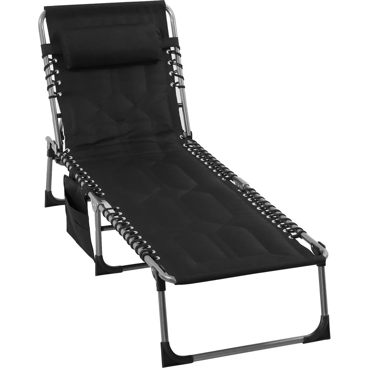 Sonnenliege klappbar - mit Kissen - verstellbar - Schwarz - 188 x 57 x 30 cm - 2