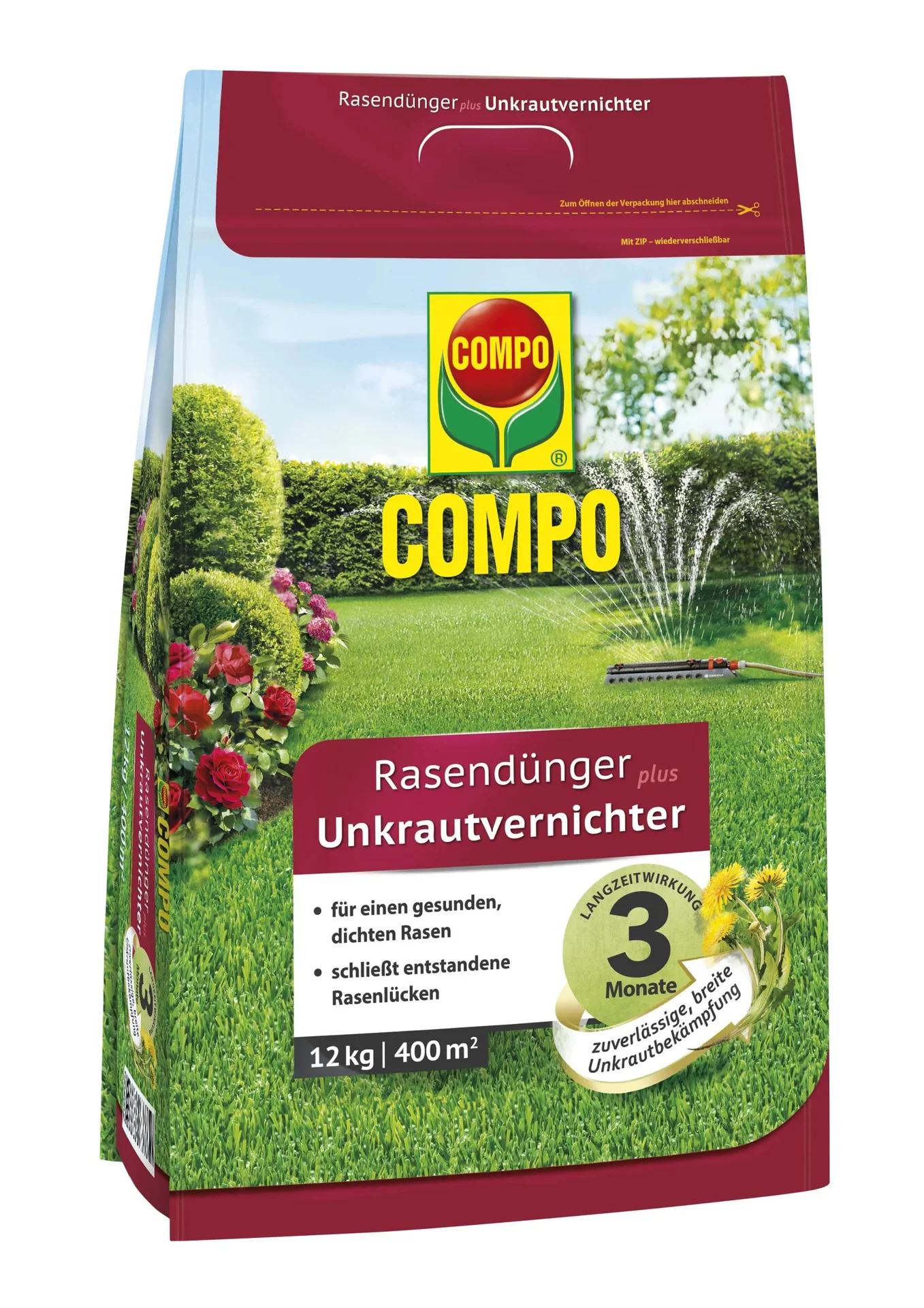 Rasendünger mit Unkrautvernichter, 12 kg für 400 m² - 0