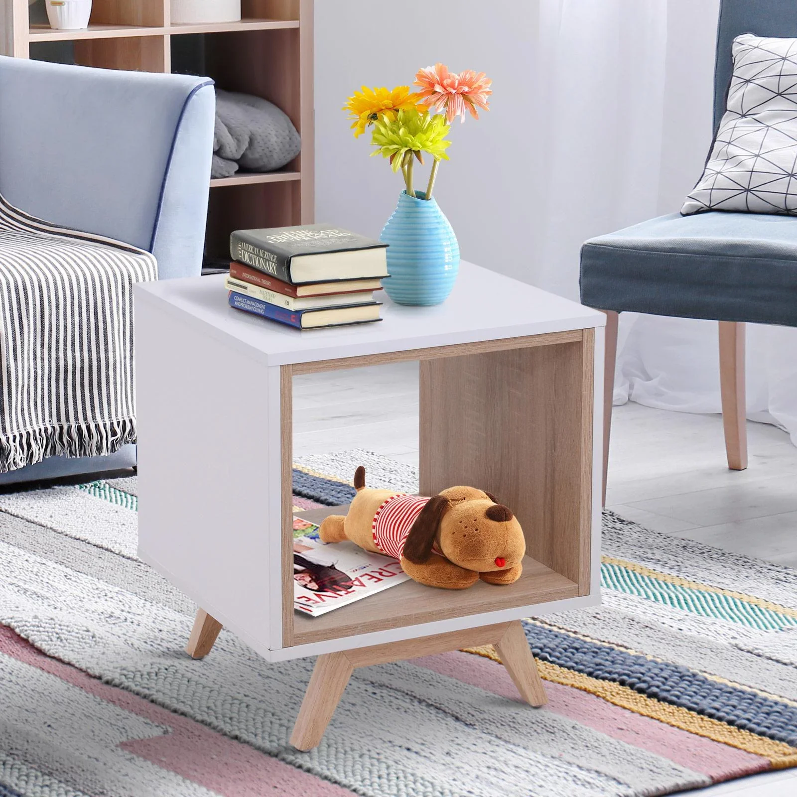 Nachttisch Nachtschrank Beistelltisch Flurkommode mit 1 offenem Fach 45 x 45 x 50 cm - 5