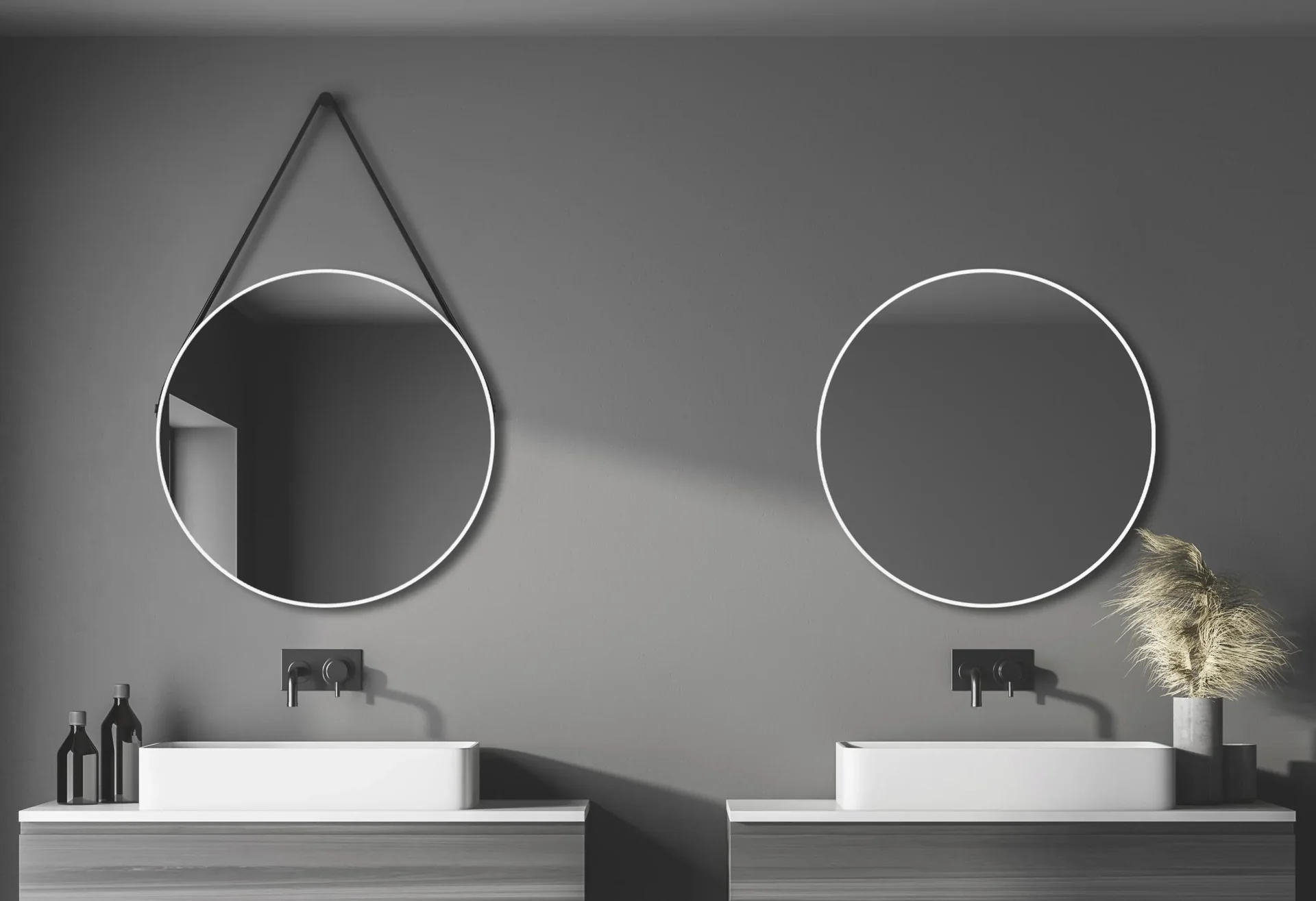 Dekorativer runder Wandspiegel in weiß matt Ø 80 cm - hochwertiger robuster Aluminiumrahmen - 6