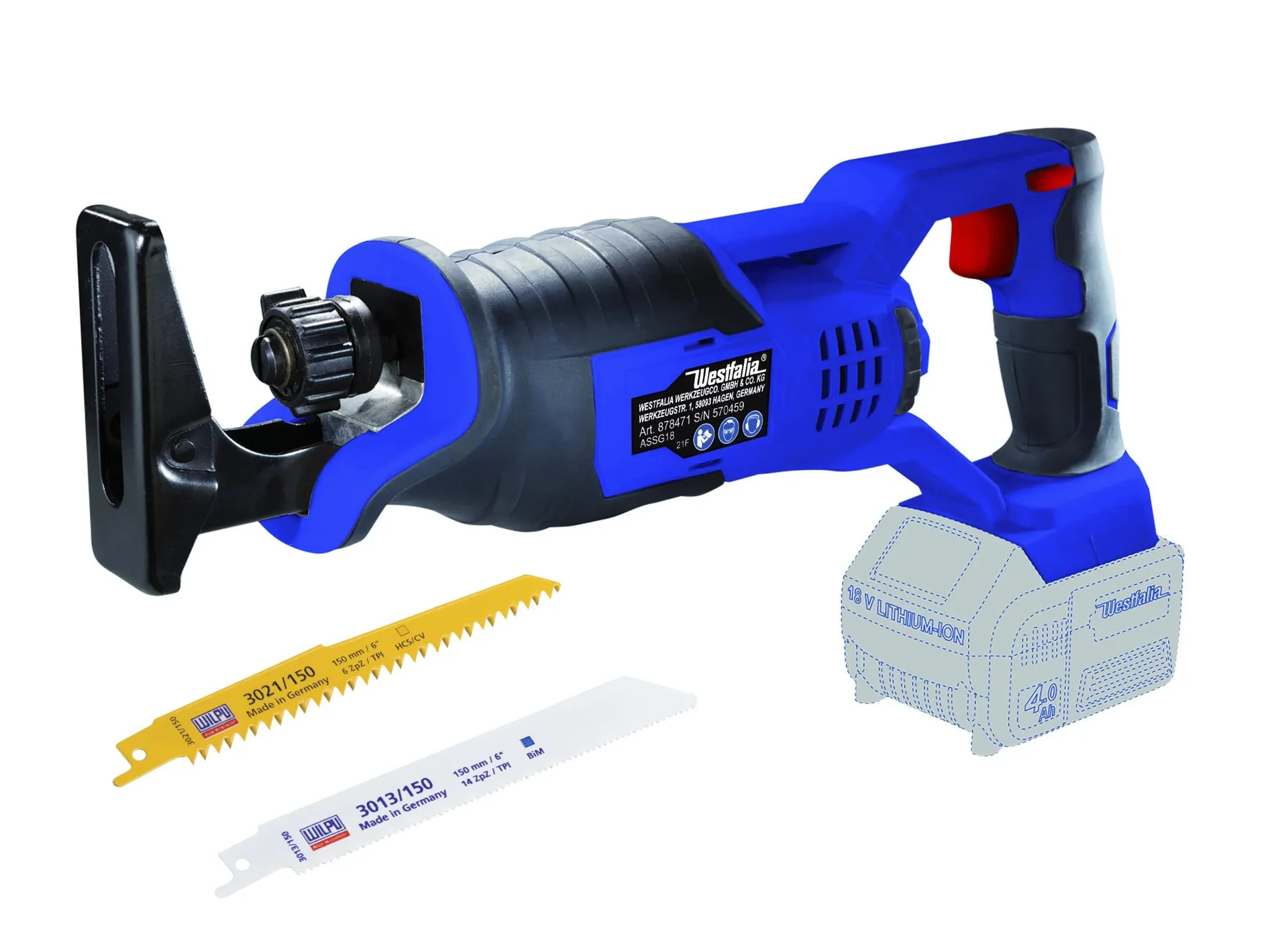 Akku Säbelsäge 18 Volt inklusive 2-teiliges Säbelsägeblatt-Set - 1