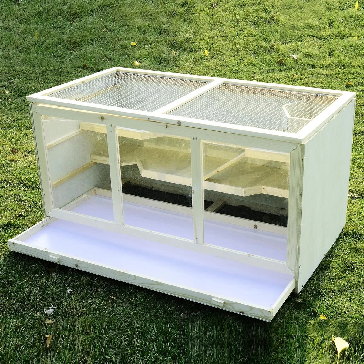 Hamsterkäfig Nagerkäfig Mäusekäfig Mit Treppen Nagervilla Dreistöckig Massivholz PVC Natur 115 x 57 x 55 cm - 1
