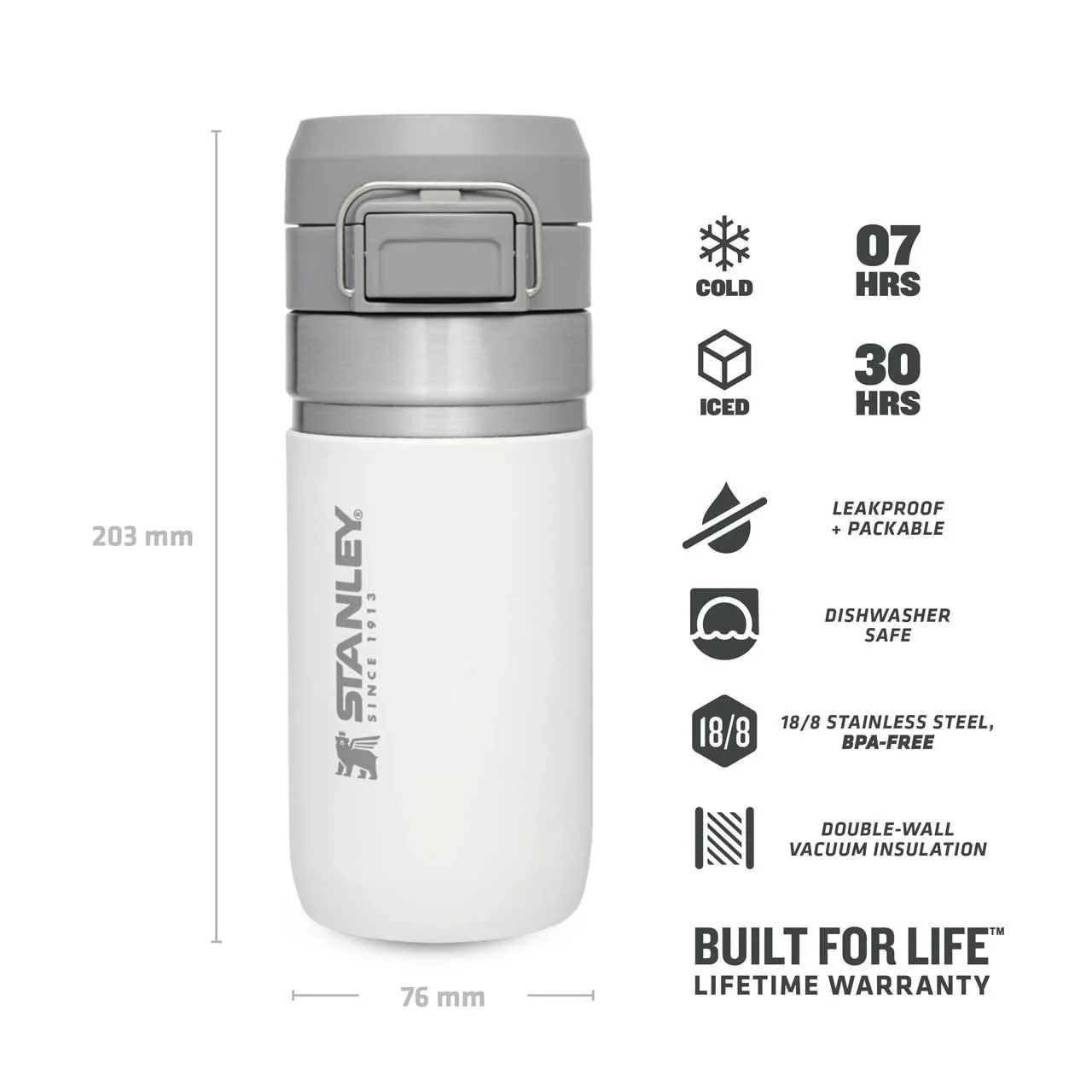 Quick Flip Water Bottle 0,47 l, Polar, Vakuumisolierung, Sicherheitsverschluss - 3