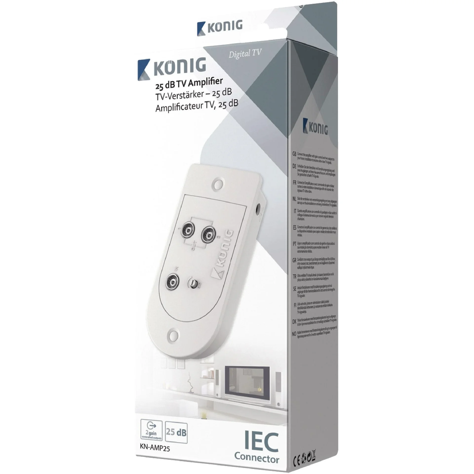 Kabel-TV Verstärker 25 dB 2 Ausgänge - 0