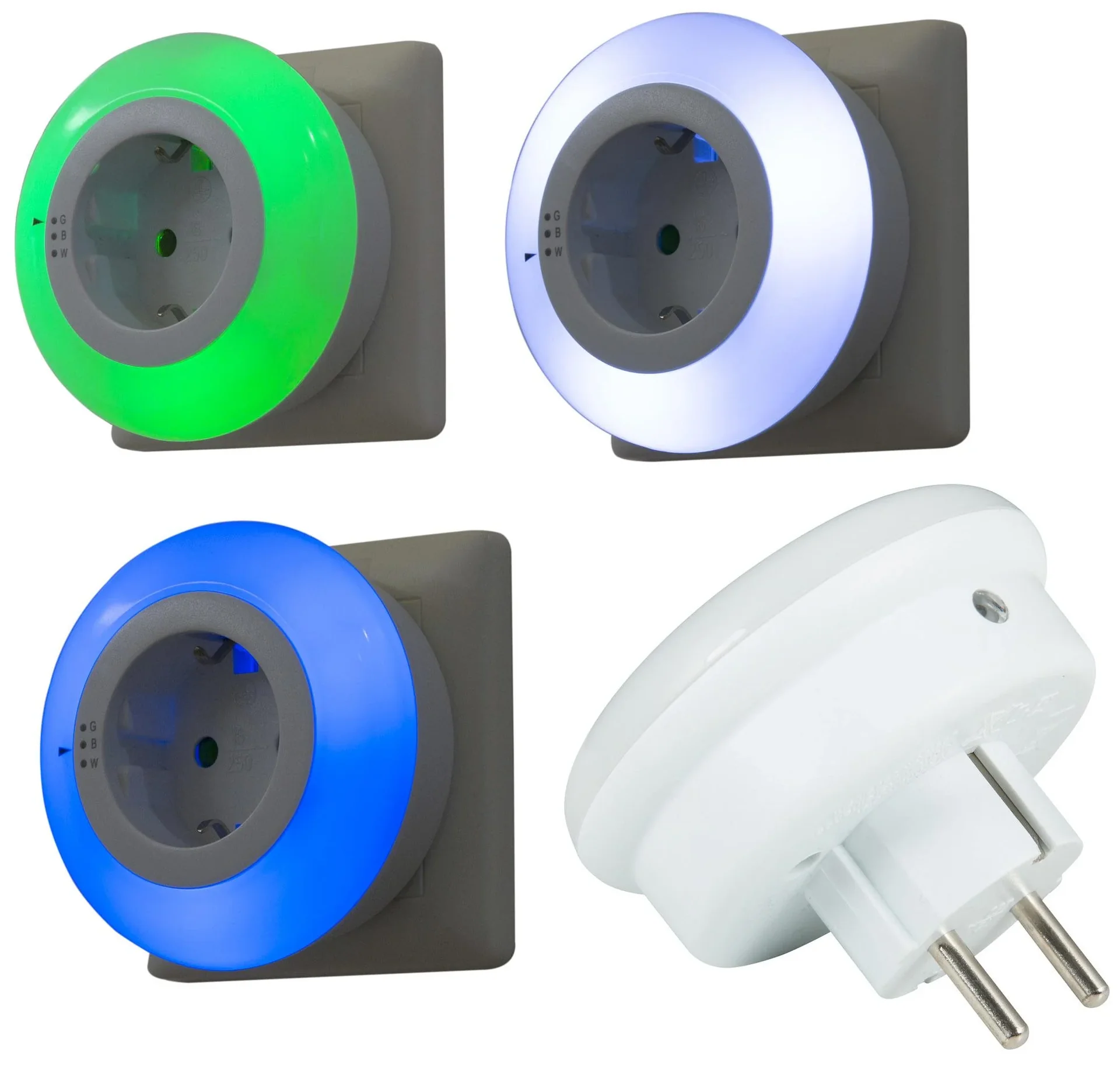 LED Nachtlicht - Zwischenstecker mit Dämmerungsschalter, 3 Farben wählbar - 0