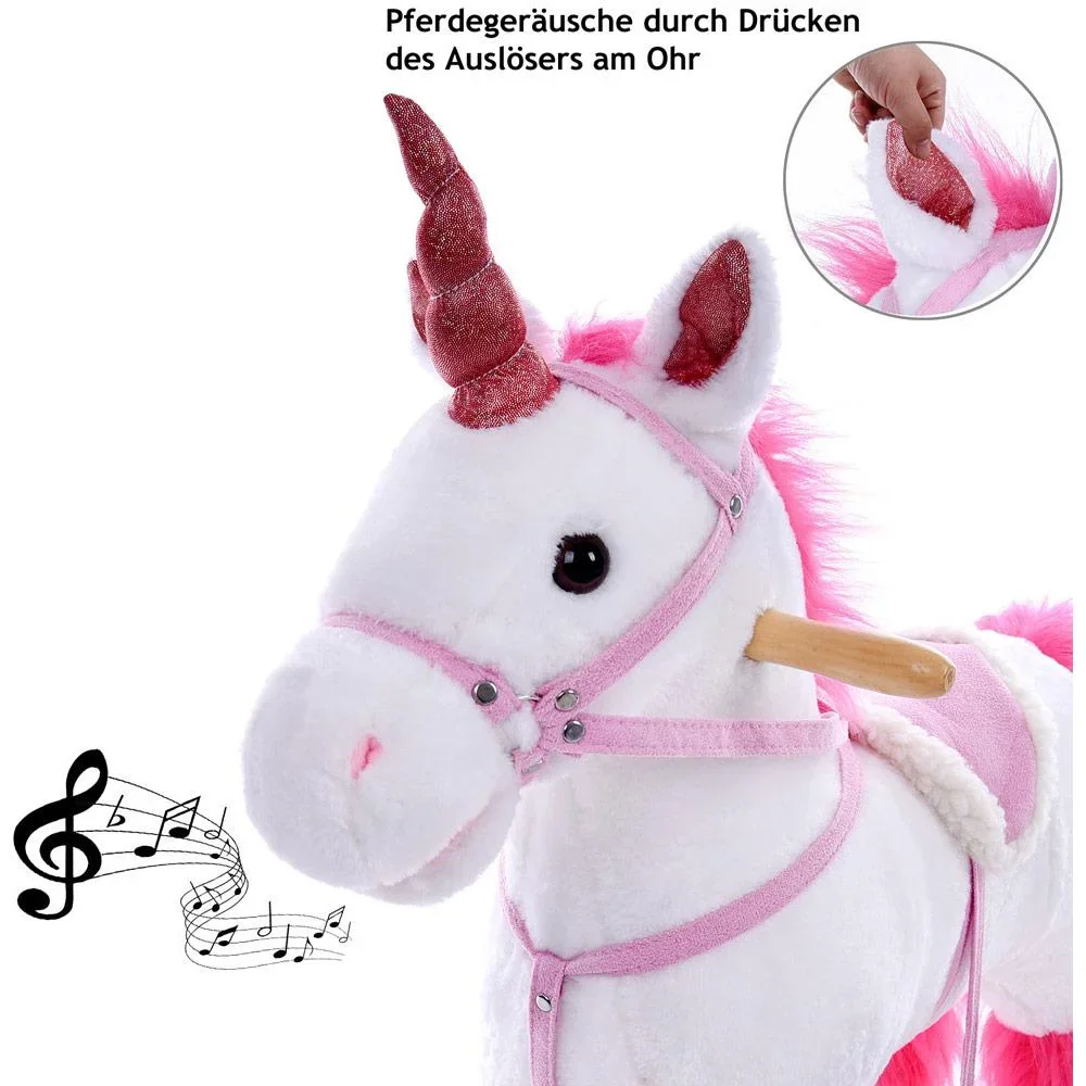 Schaukelstuhl Kinder Einhorn mit Steigbügel - 0