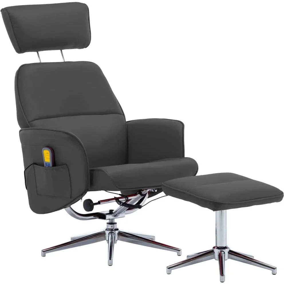 Massagesessel verstellbar mit Fußhocker anthrazit - 3