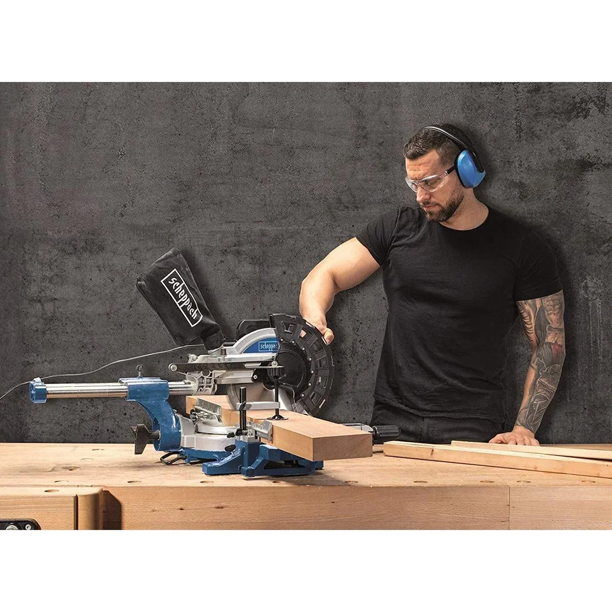 Sonderpreis! Kombi-Säge HM254 - 2000W | 255mm | Laser, LED und Drehtisch | 2 Sägeblätter + UMF2000 Ständer - 5