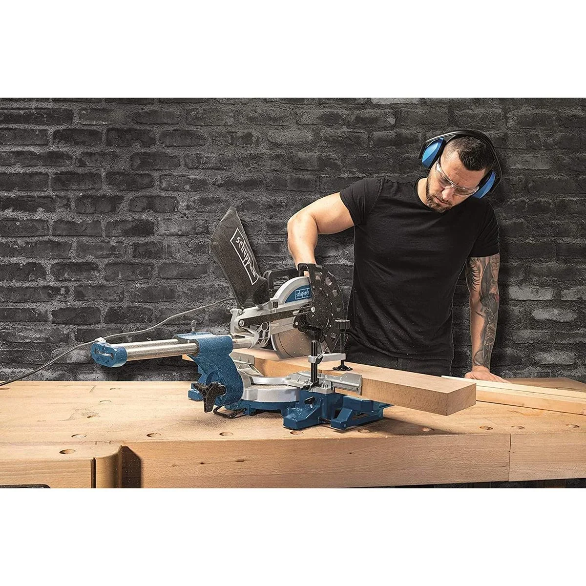 Sonderpreis! Kombi-Säge HM254 - 2000W | 255mm | Laser, LED und Drehtisch | 2 Sägeblätter + UMF2000 Ständer - 6