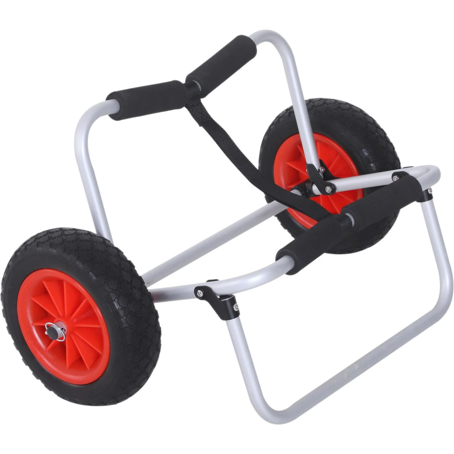 Kanuwagen Kajakwagen Surfwagen klappbar mit Gurt Luftreifen gepolstert Alu Silber bis 90 kg L70 x B40 x H42 cm - 1