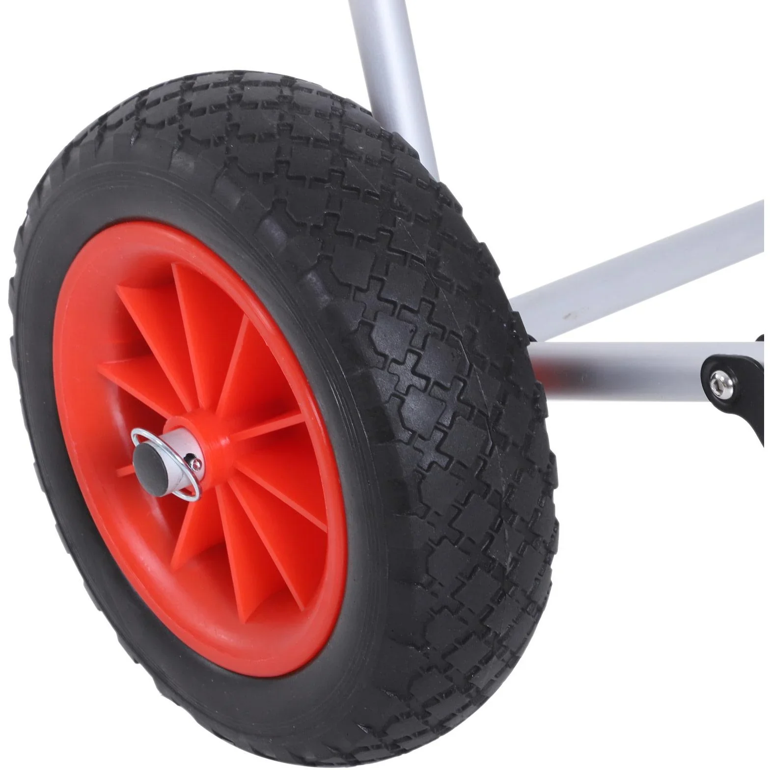 Kanuwagen Kajakwagen Surfwagen klappbar mit Gurt Luftreifen gepolstert Alu Silber bis 90 kg L70 x B40 x H42 cm - 3