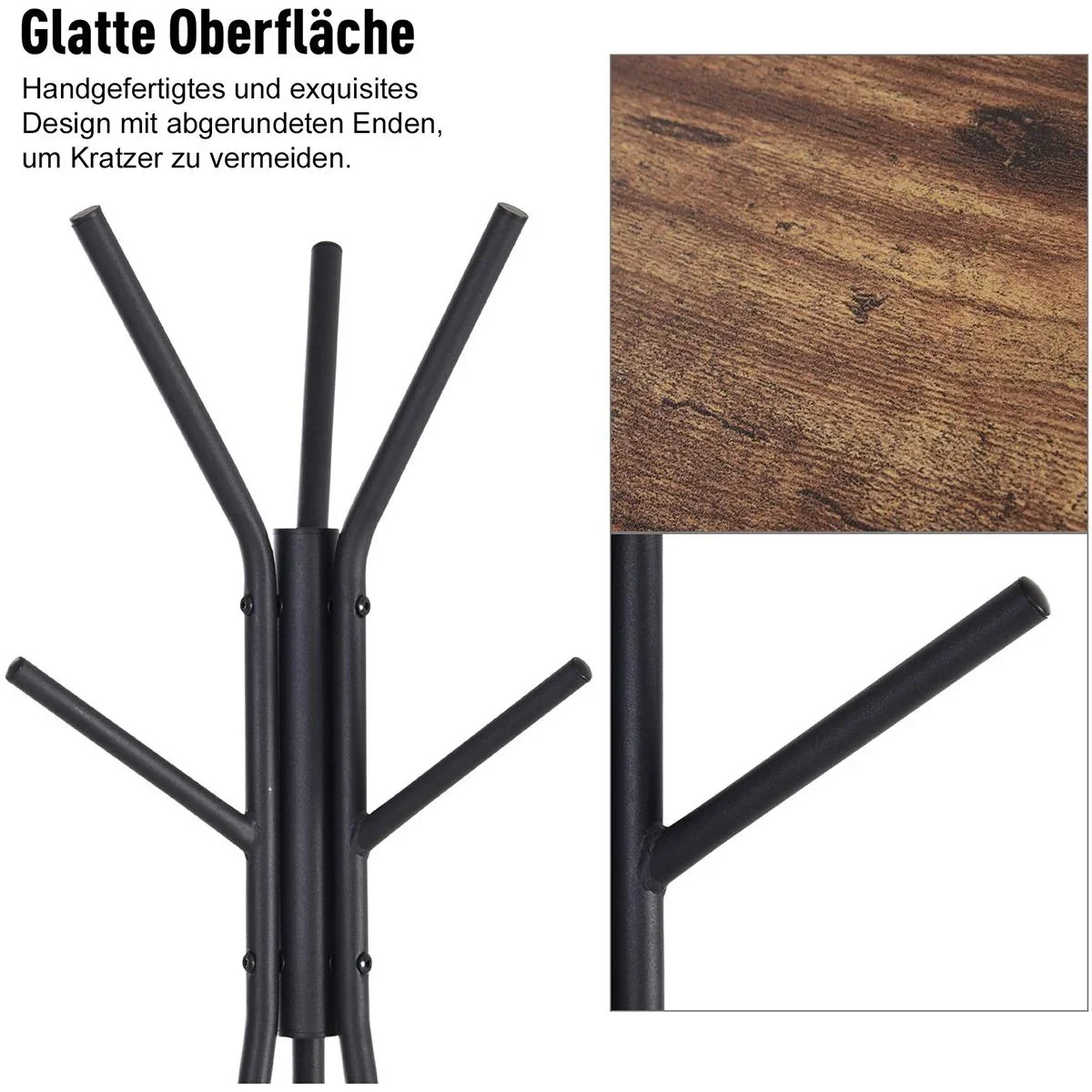 Kleiderständer mit 2 Ablagefächen schwarz - 2