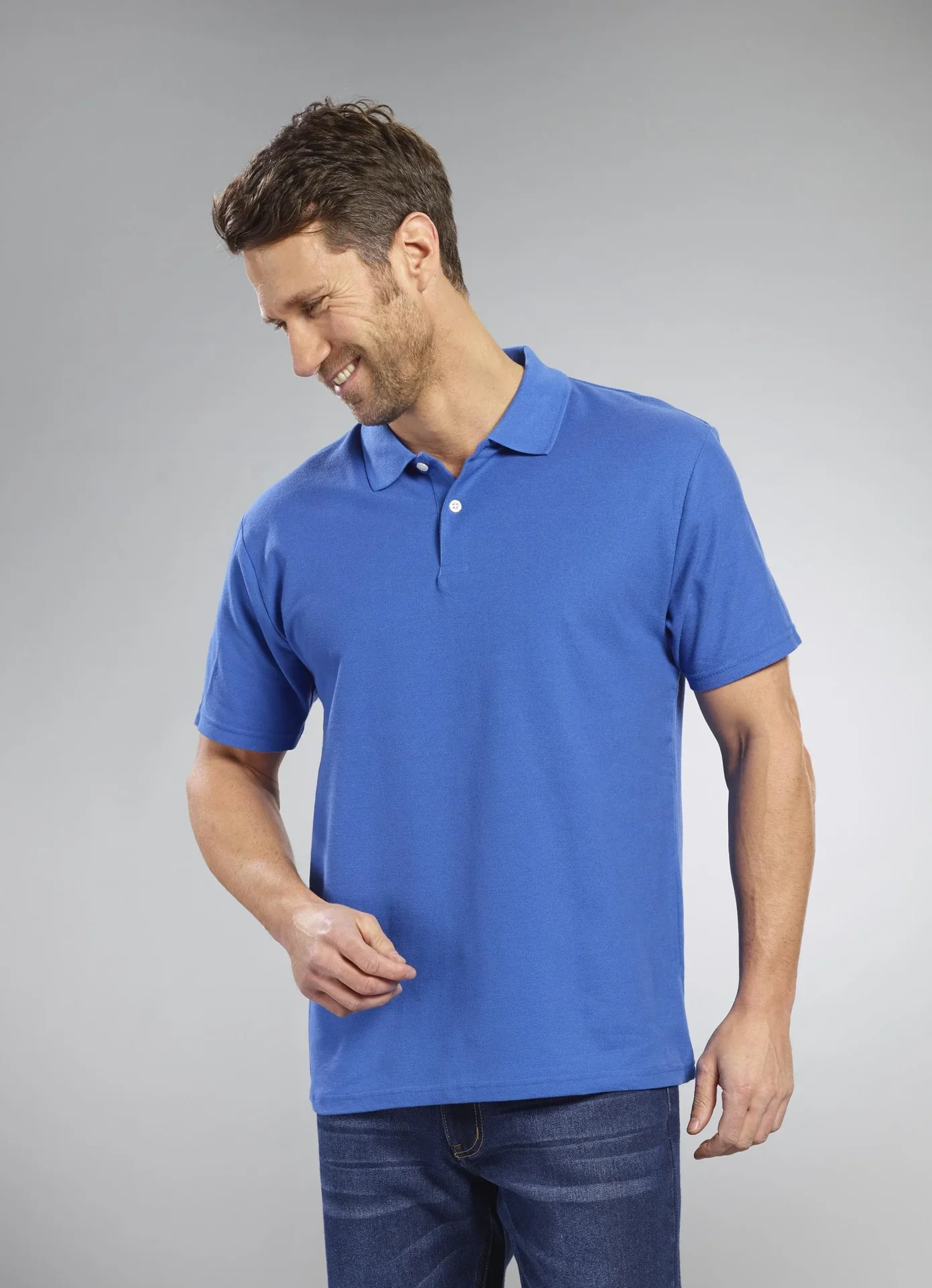 Poloshirt mit Piquestruktur, Farbe royal, Gr.M - 4