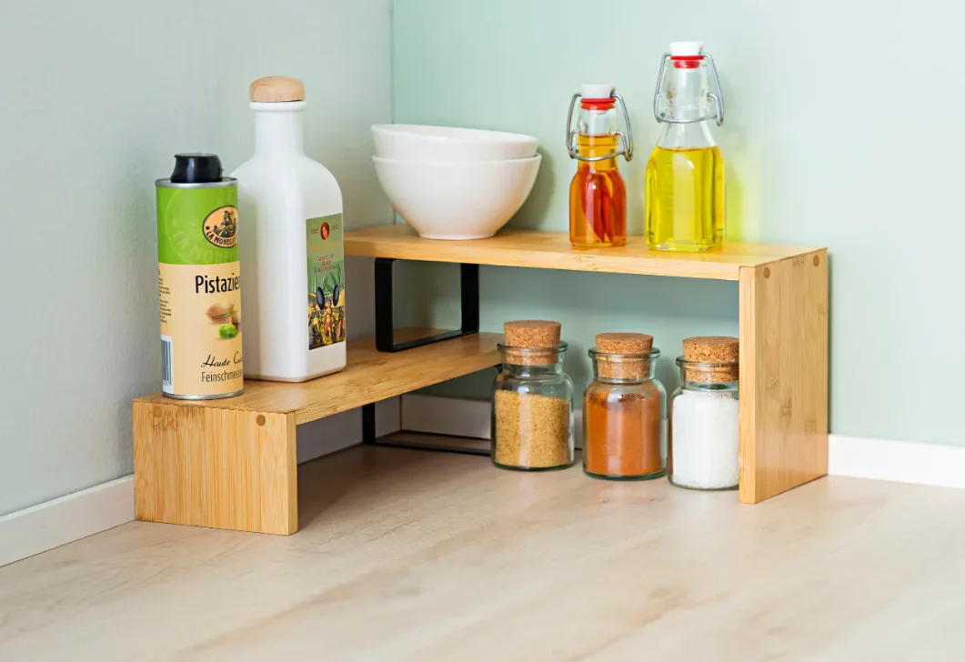 Küchenablage aus Bambus, 2-stufig - 1