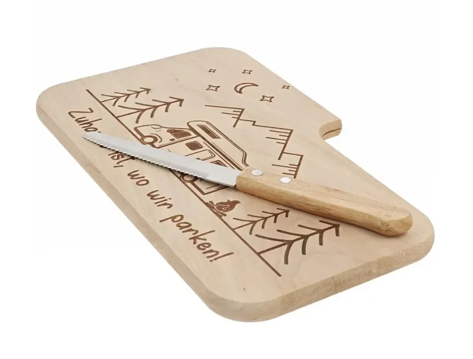 Schneidebrett "Camping" mit Messer - 1