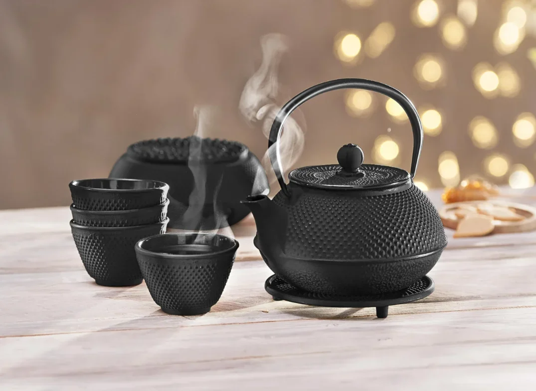 Asia Teekannenset Gusseisen 10-teilig (Farbe: schwarz) - 5