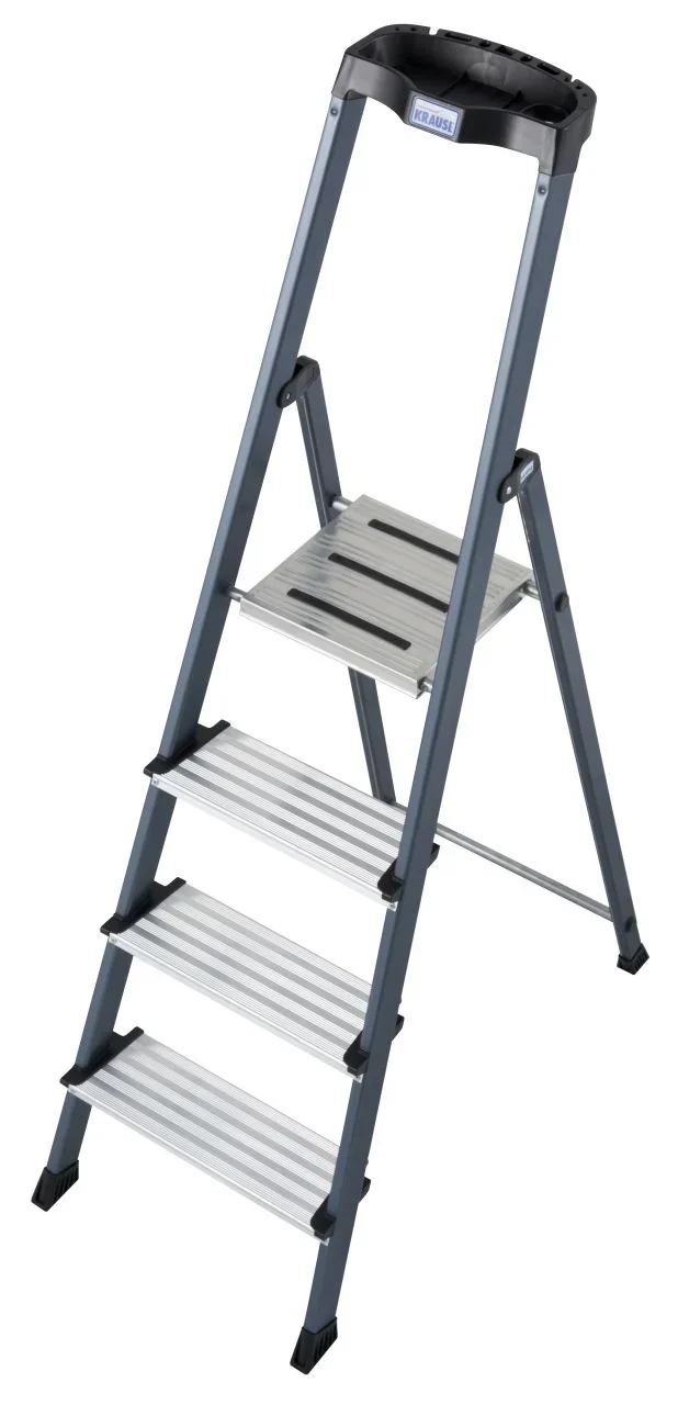 „SECURO“ STUFEN-STEHLEITER ELOXIERT 4 STUFEN - 1