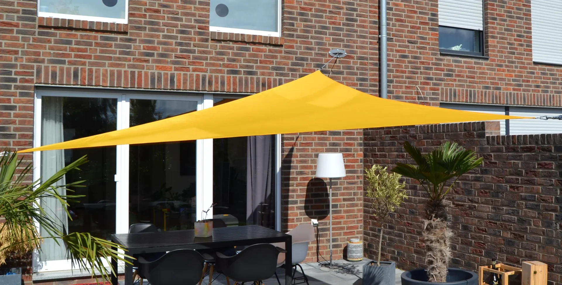 Dreieck-Sonnensegel, sonnengelb, 460 x 460 x 460 cm - 1