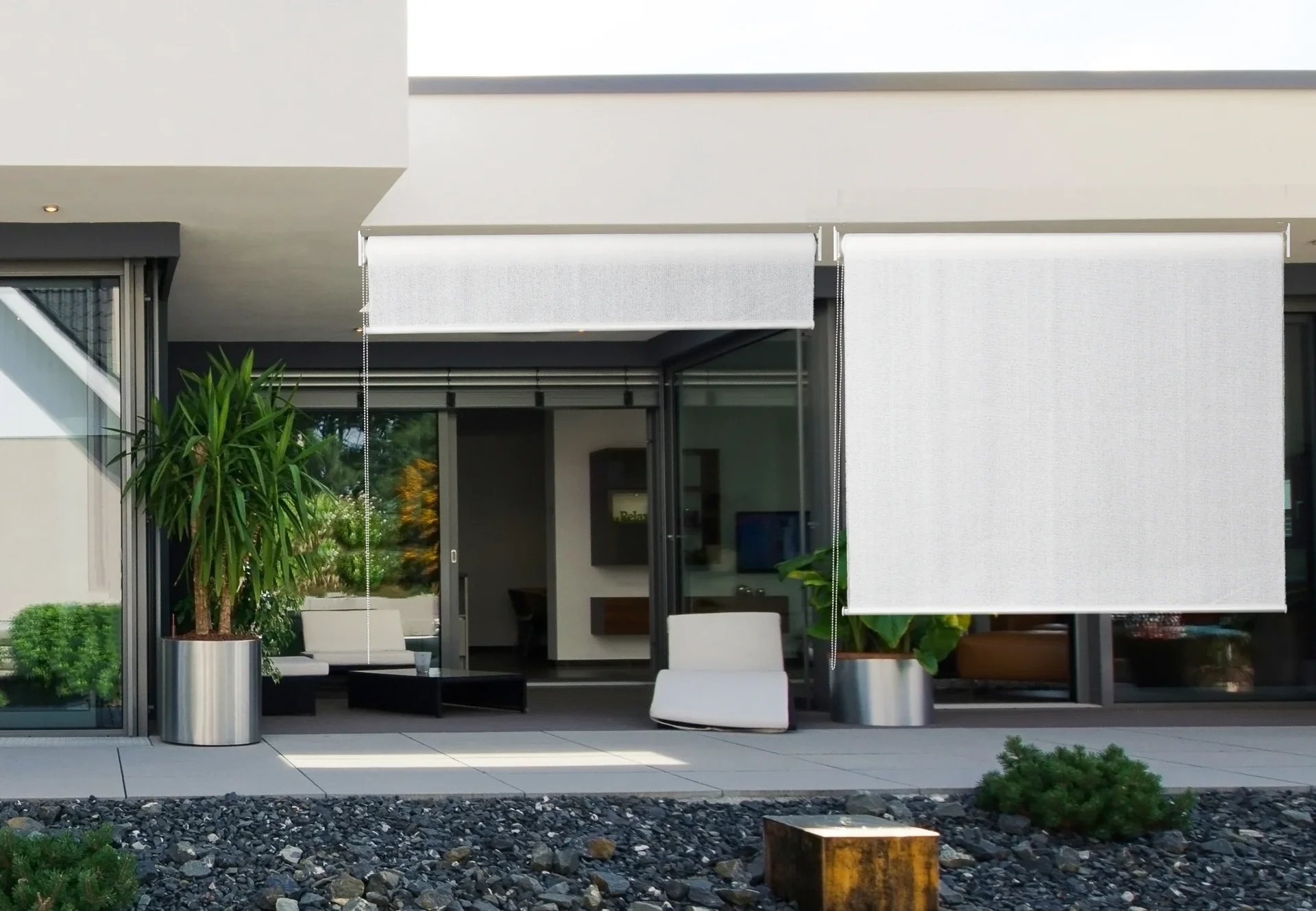 Sonnenrollo HDPE, cremeweiß, 100 x 240 cm - 0