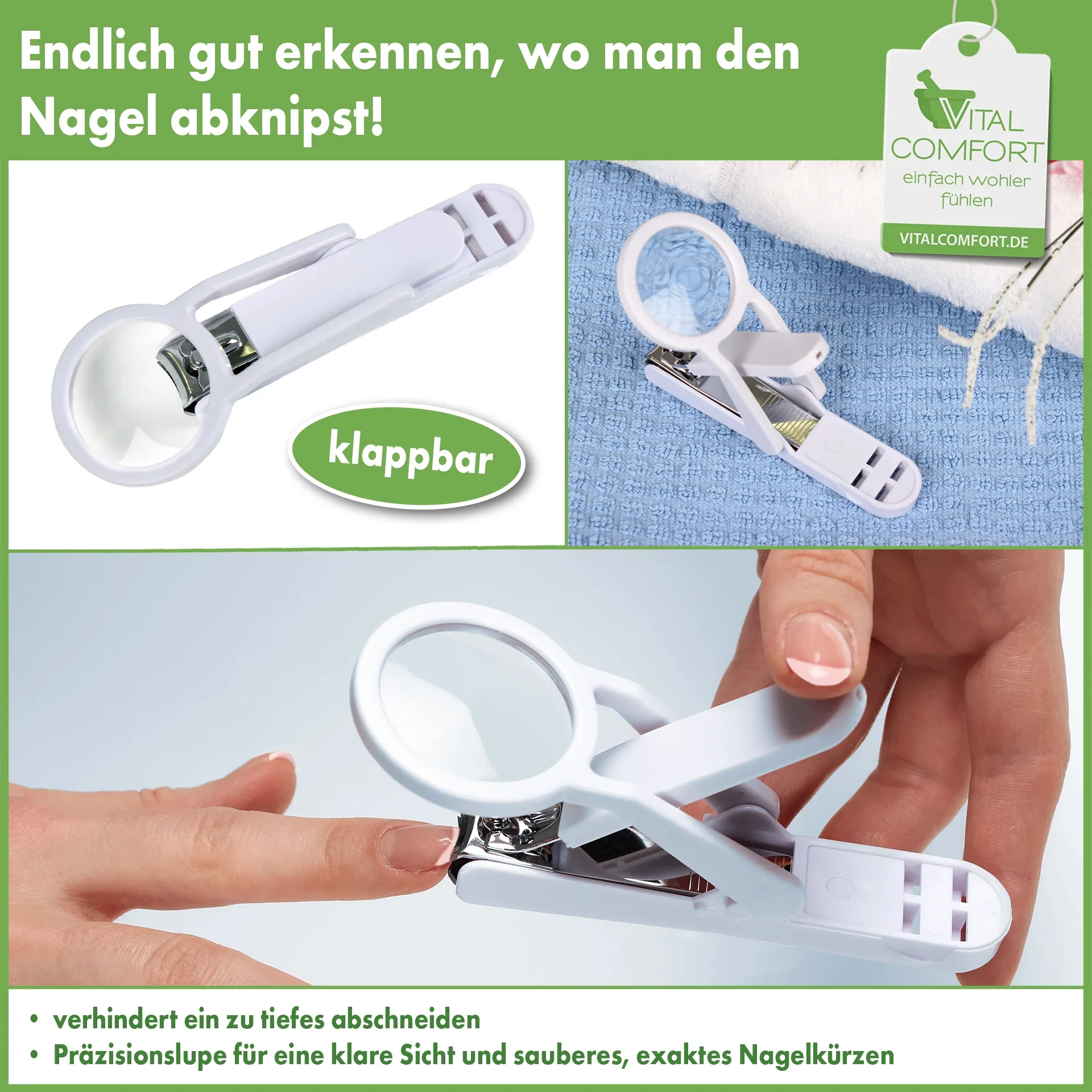 Nagelknipser mit Lupe, weiß - 0
