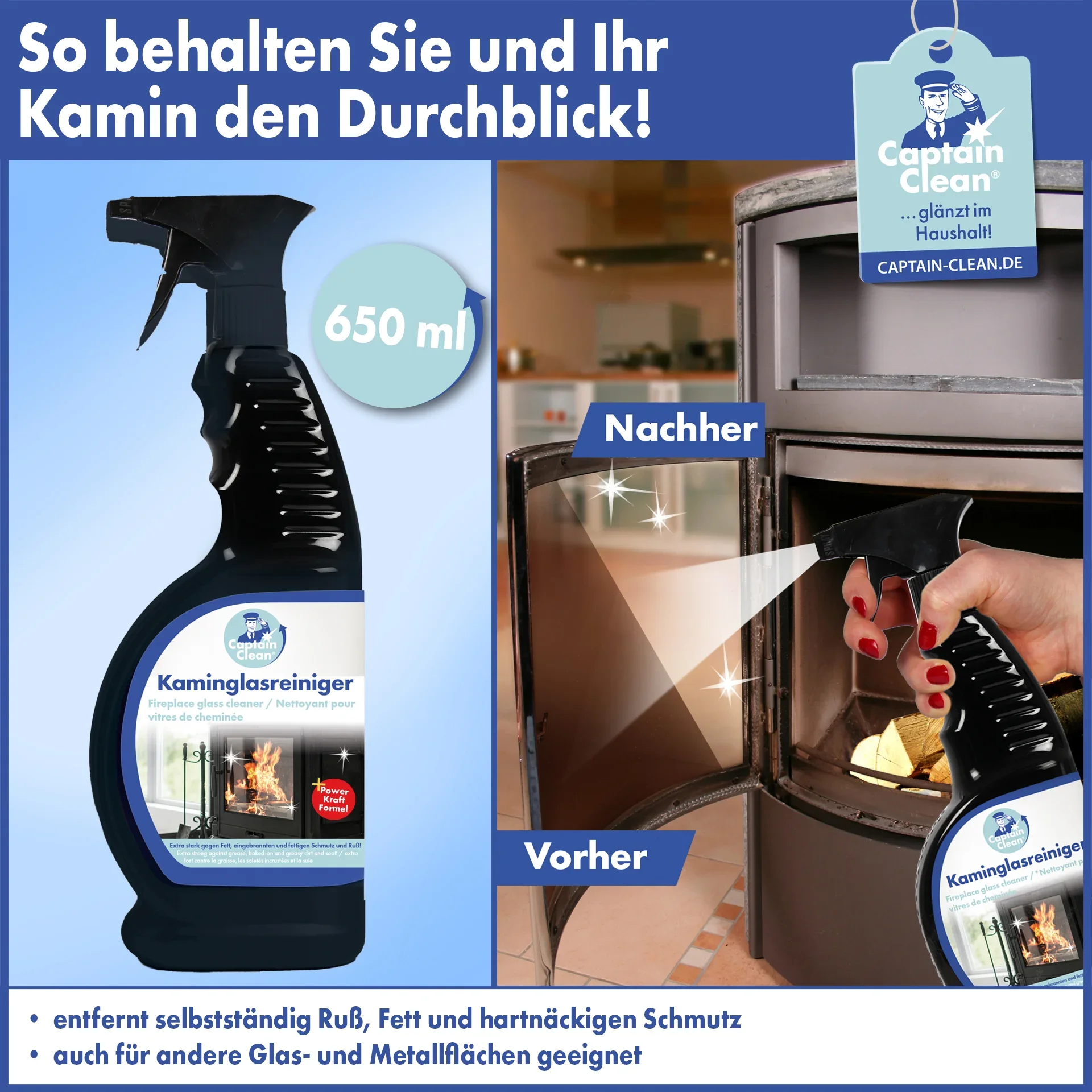 Kaminglas Reiniger, 650 ml - 1