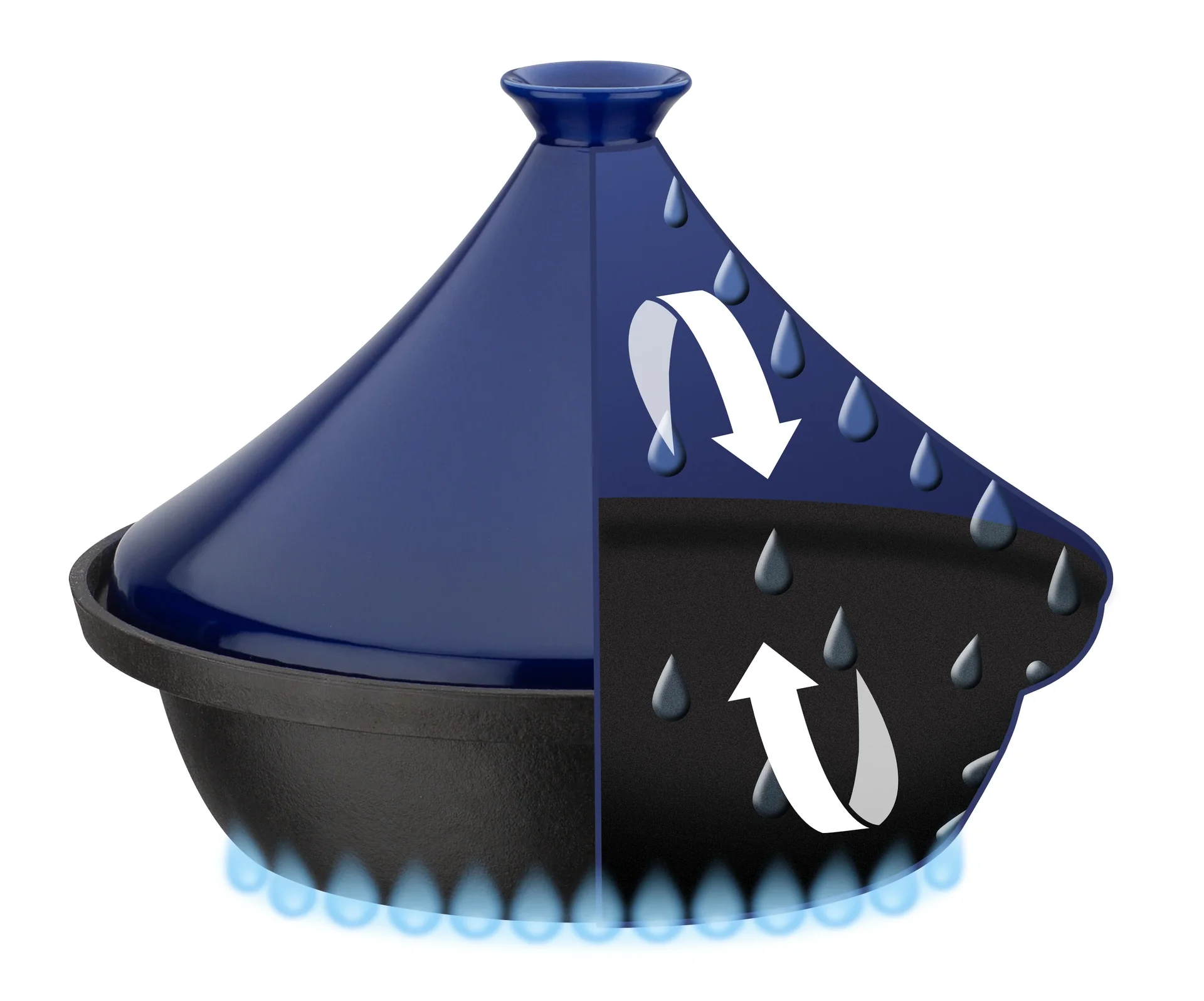 Tajine 2-farbig, blau - orientalische Pfanne mit Deckel - 1