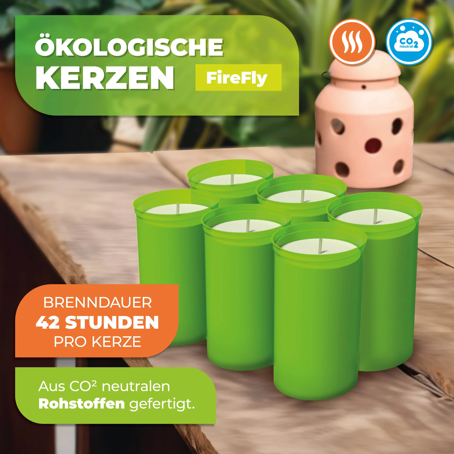 Kerzen "Firefly" 6er Set für Frostwächter aus Terracotta - 0