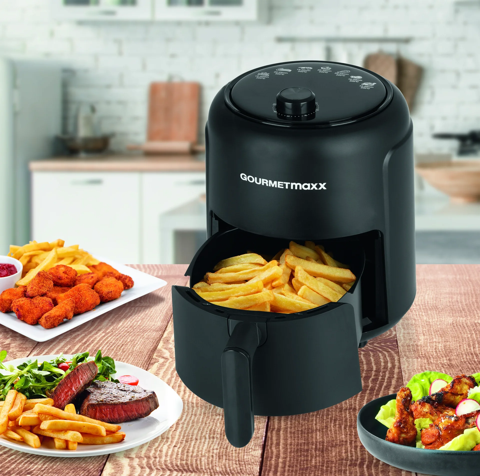 Heißluft-Fritteuse, 2,3 l, 1000 Watt, schwarz - 1