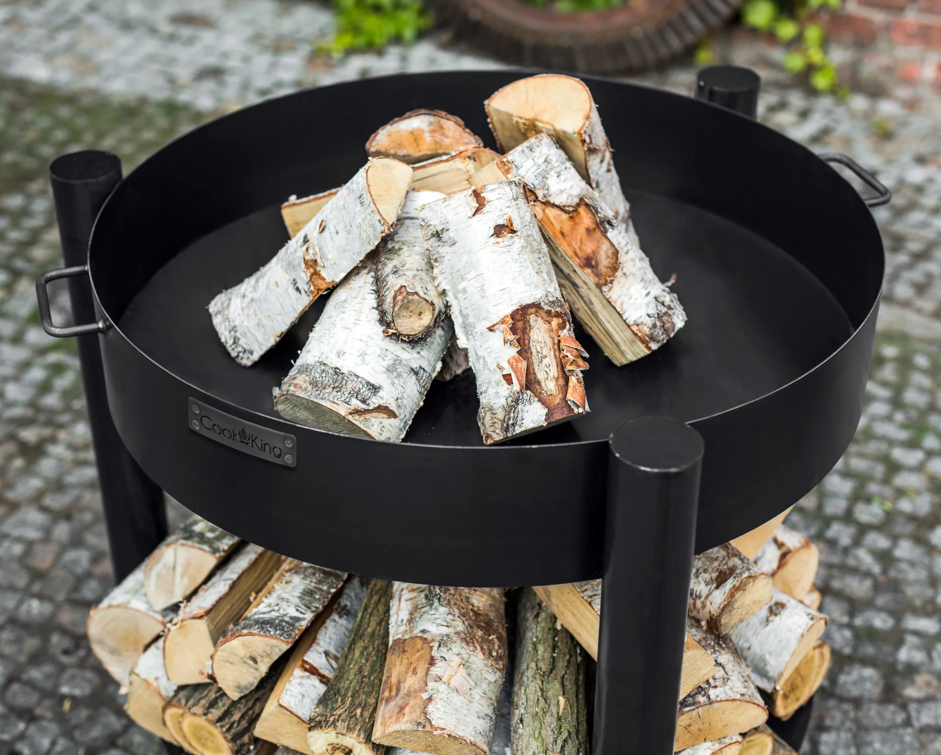 Feuerschale Montana 80 hoch, inklusive Holzlager - 1