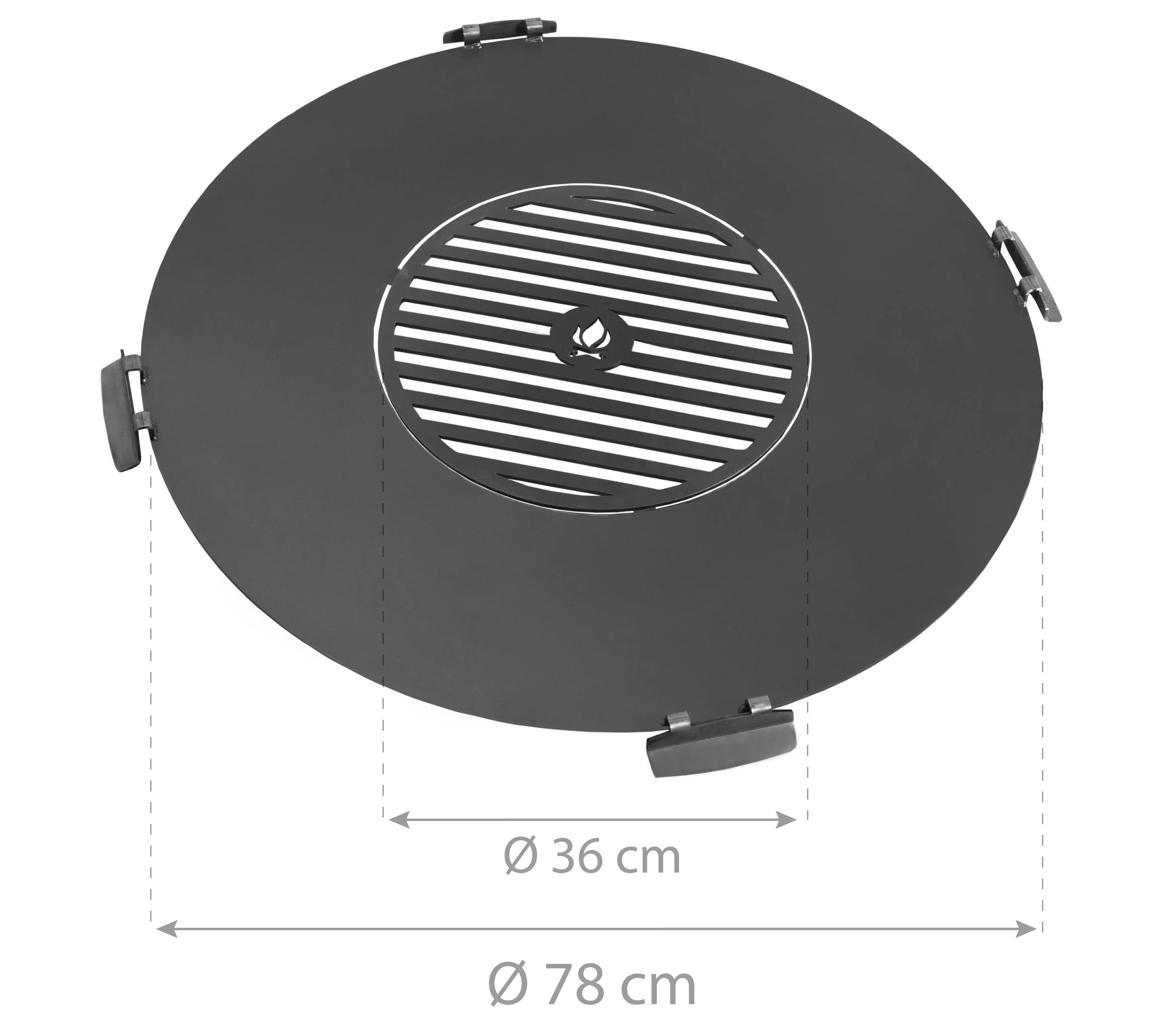 Grillplatte mit Grillrost, Durchmesser 80 cm - 0
