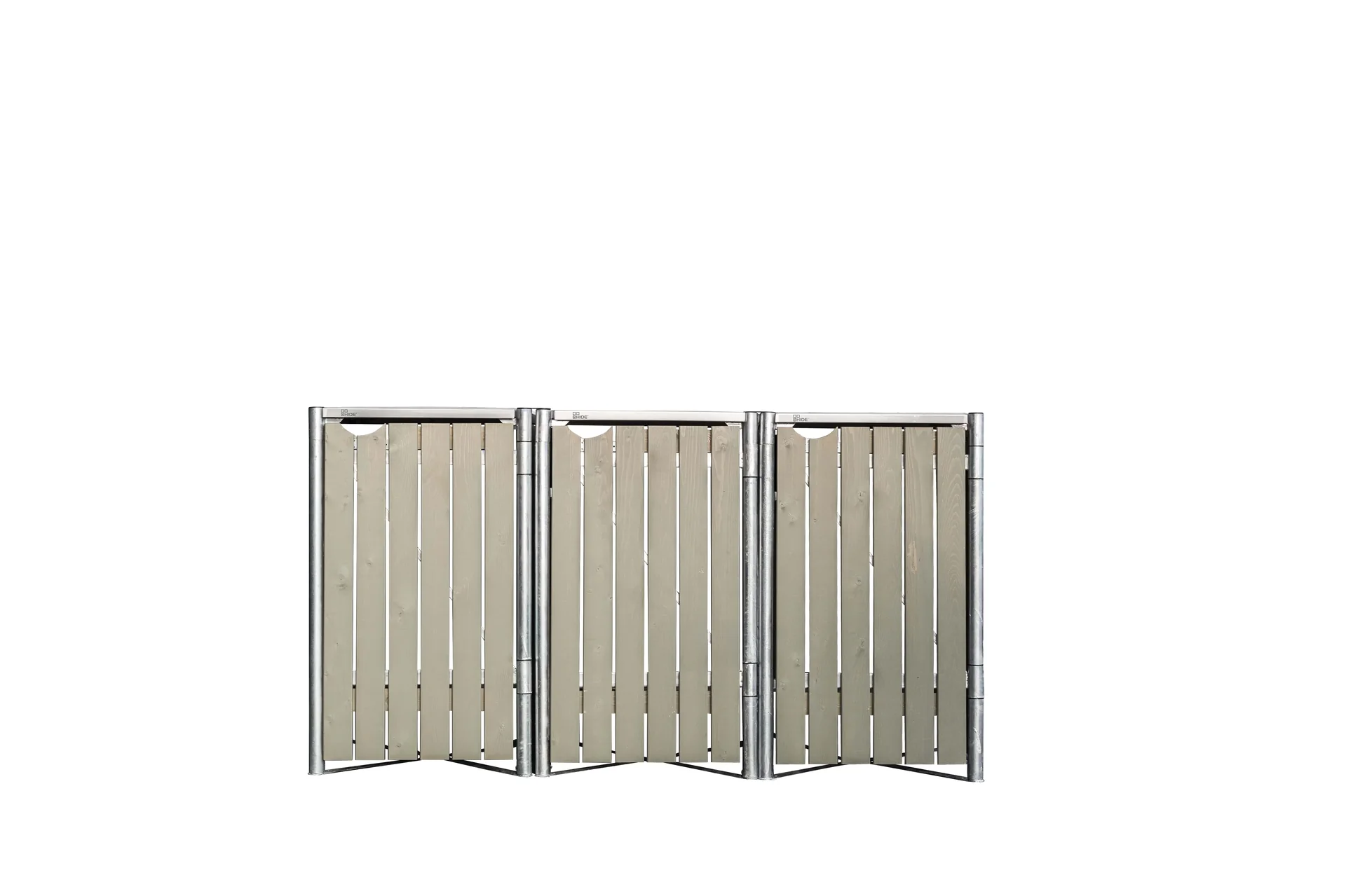 Mülltonnenbox 3-fach, Holz natur grau, für 240 l Tonnen - 1