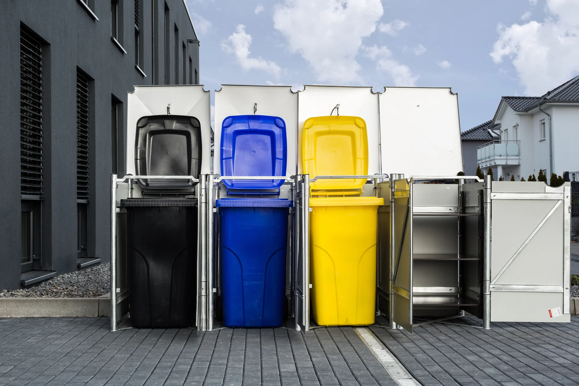 Mülltonnenbox 4-fach, Kunststoff schwarz, für 240 l Tonnen - 2