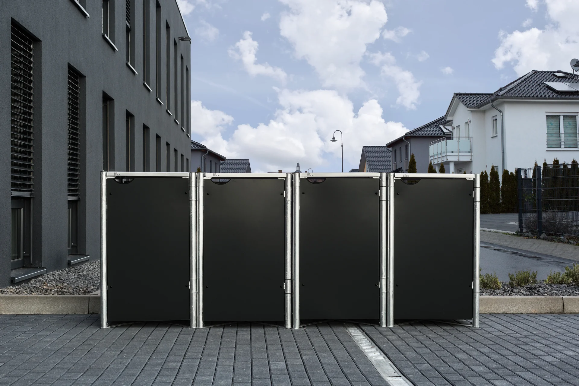 Mülltonnenbox 4-fach, Kunststoff schwarz, für 240 l Tonnen - 3