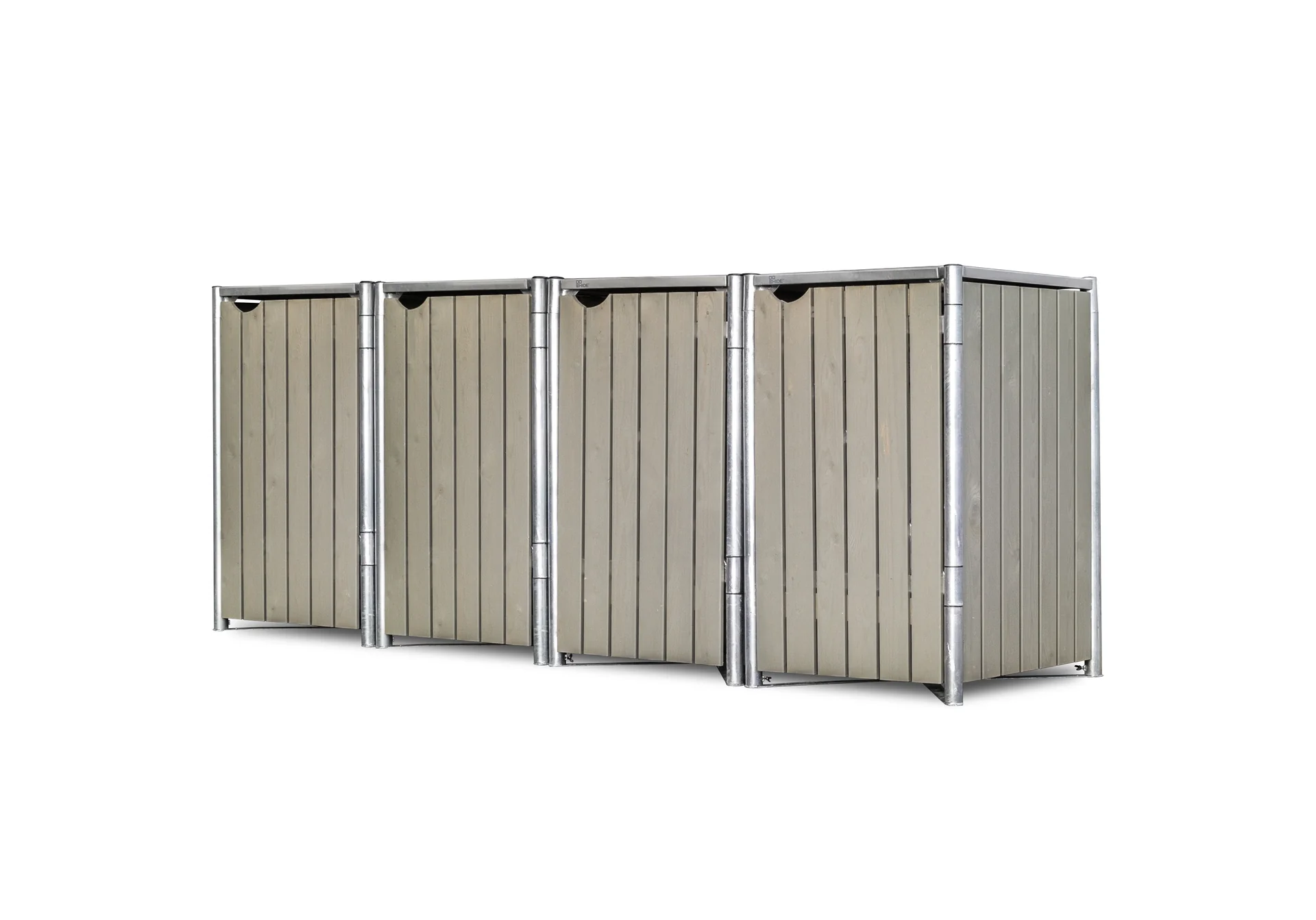 Mülltonnenbox 4-fach, Holz natur grau, für 240 l Tonnen - 4