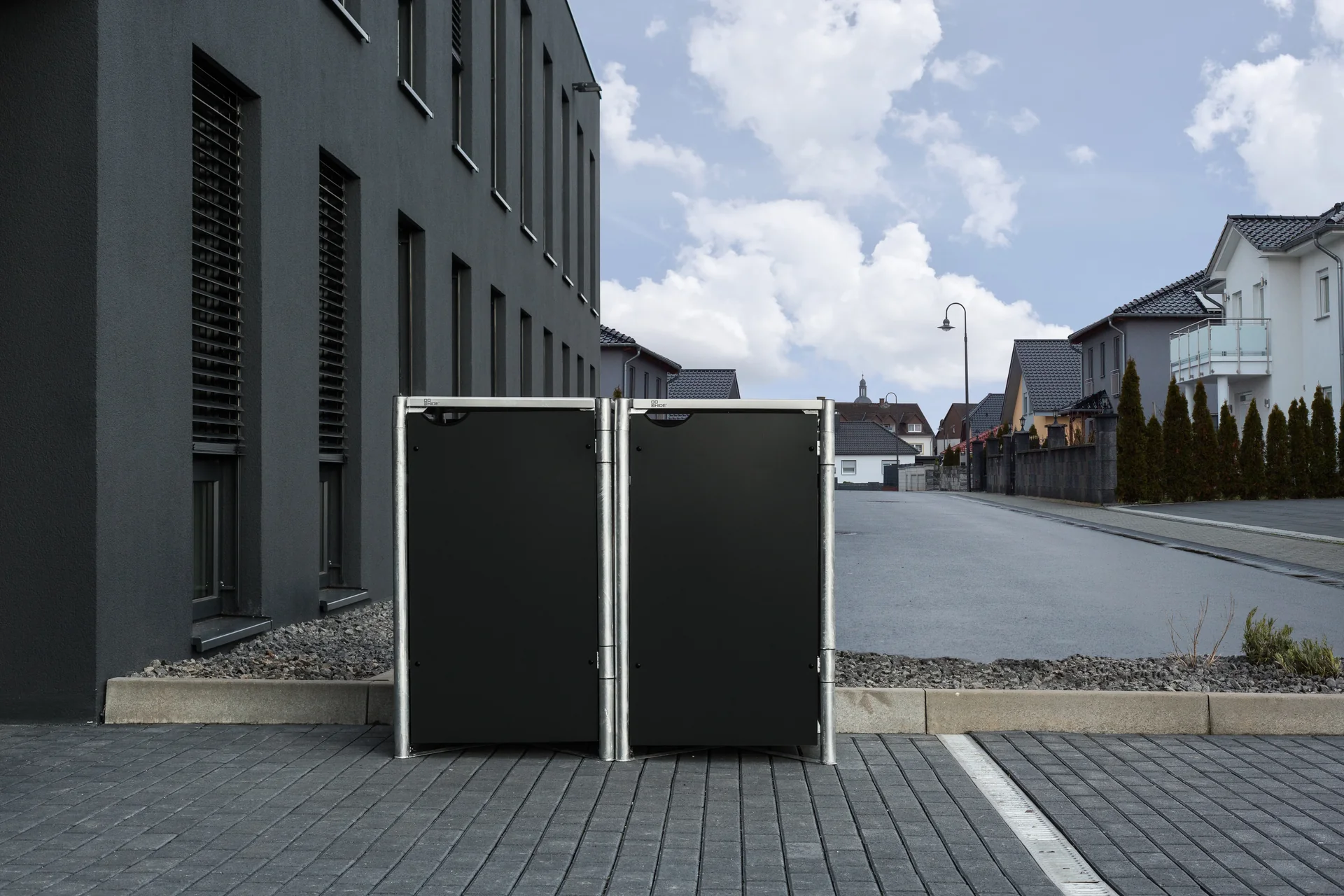 Mülltonnenbox 2er Box, Kunststoff schwarz, für 240 l Tonnen - 1