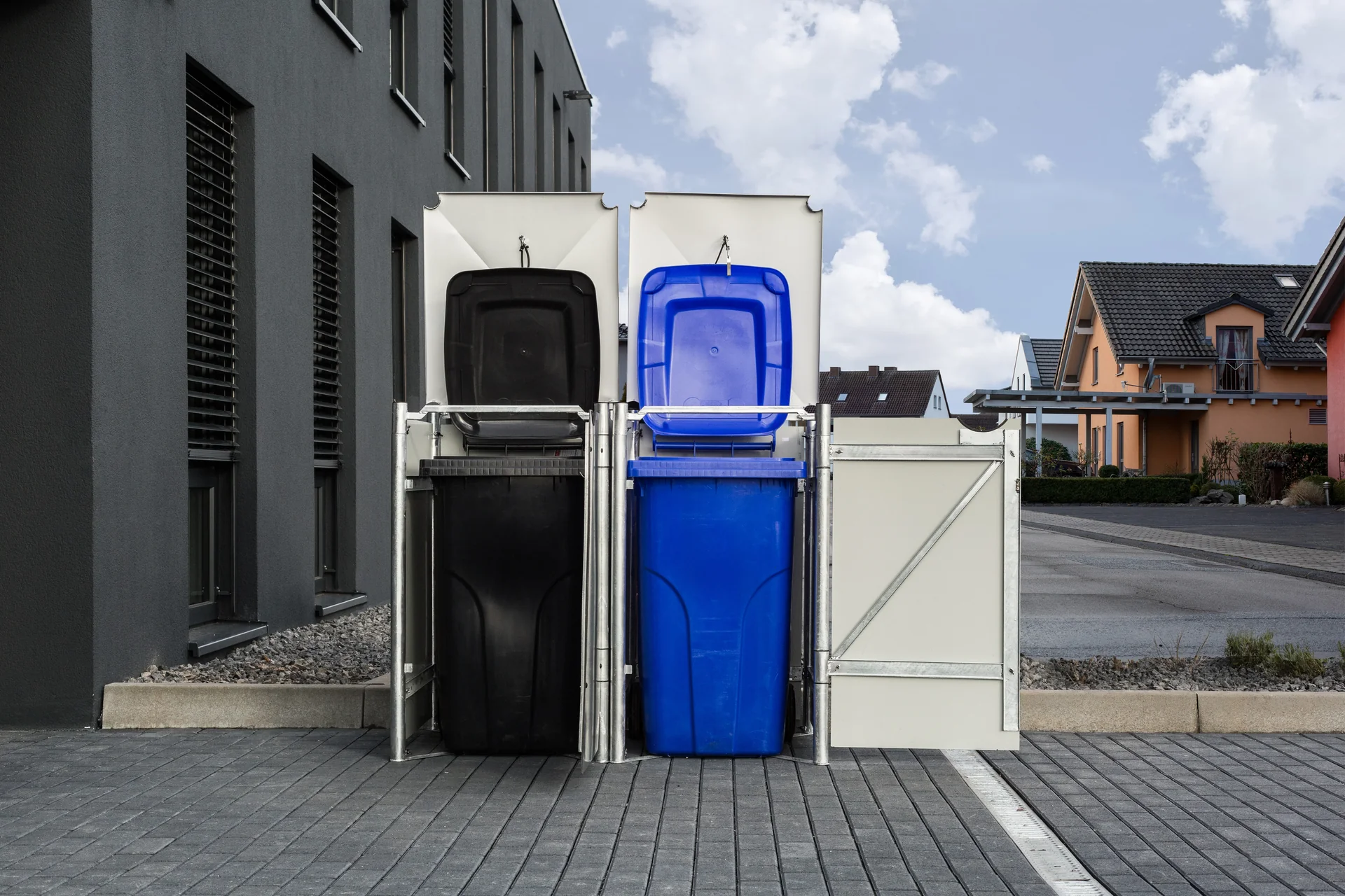 Mülltonnenbox 2er Box, Kunststoff schwarz, für 240 l Tonnen - 4