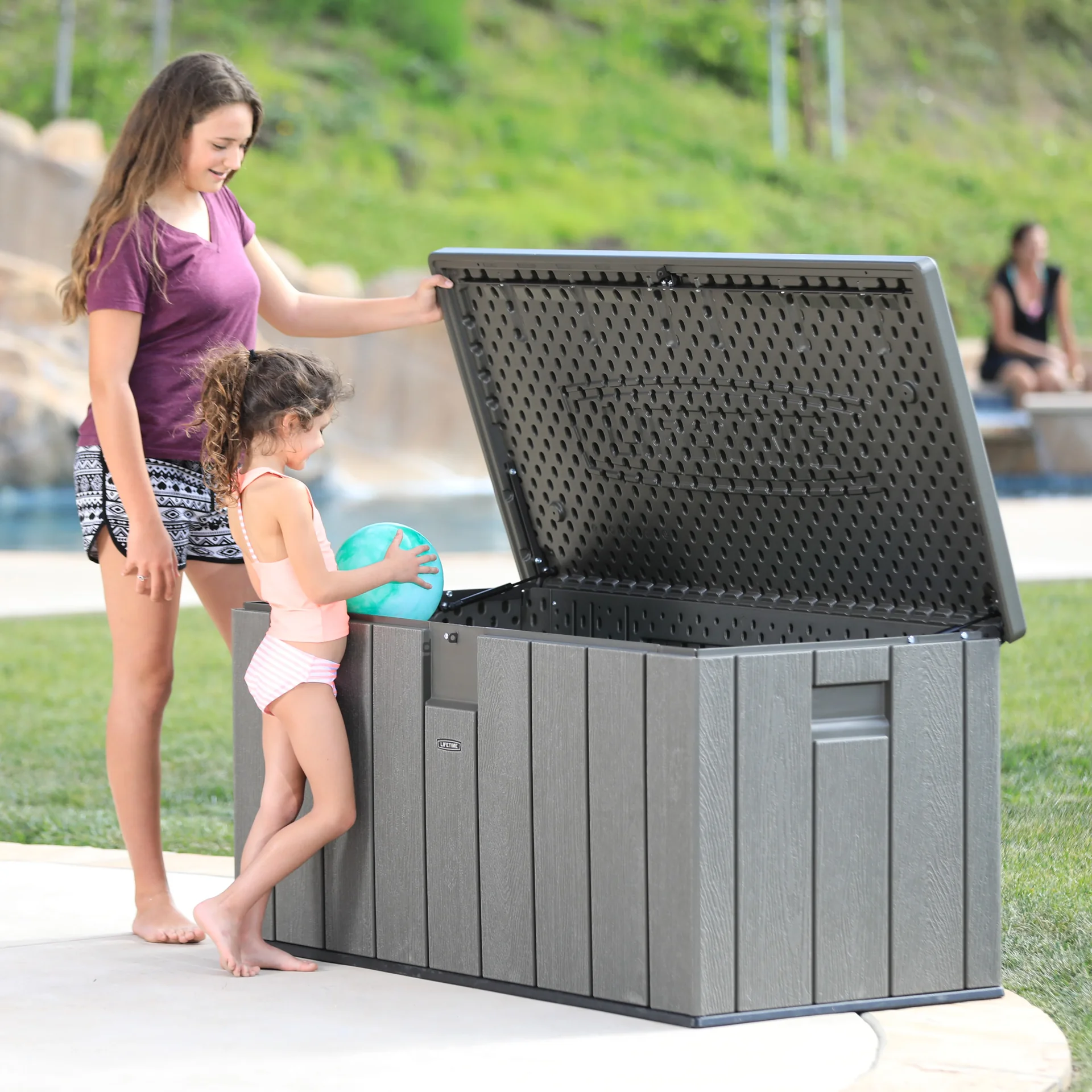 Kissenbox 60215, grau Holzoptik, 570 l - 1