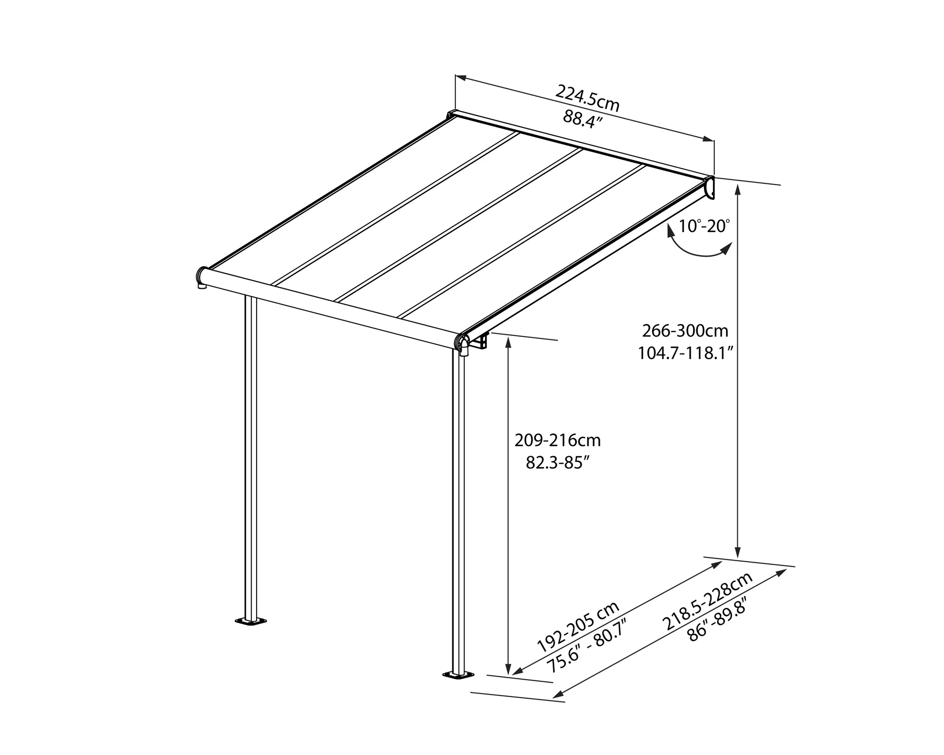 Terrassendach Sierra 230 x 230 cm, grau - 5
