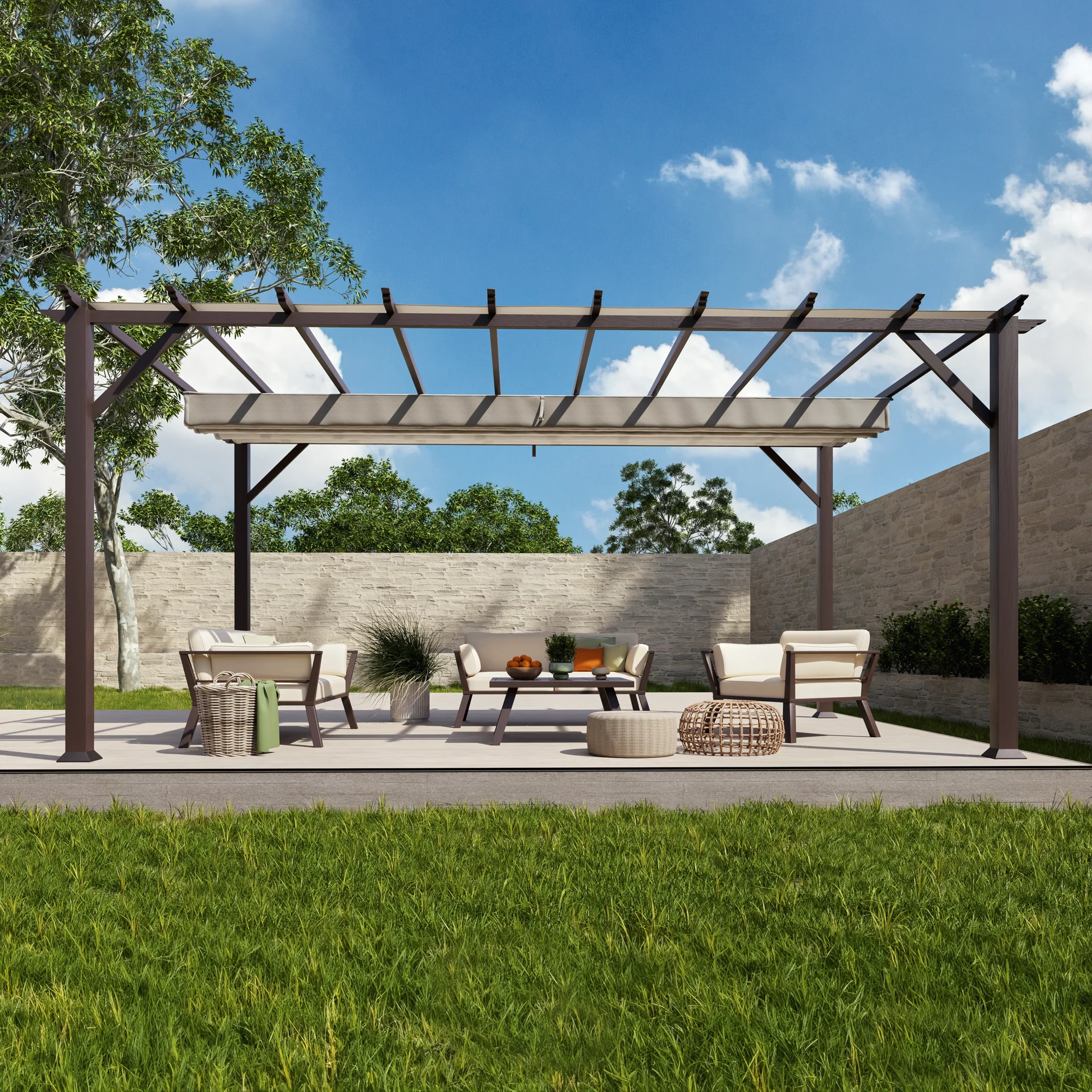 Pergola Florenz 11 x 16, dunkelbraun - 5