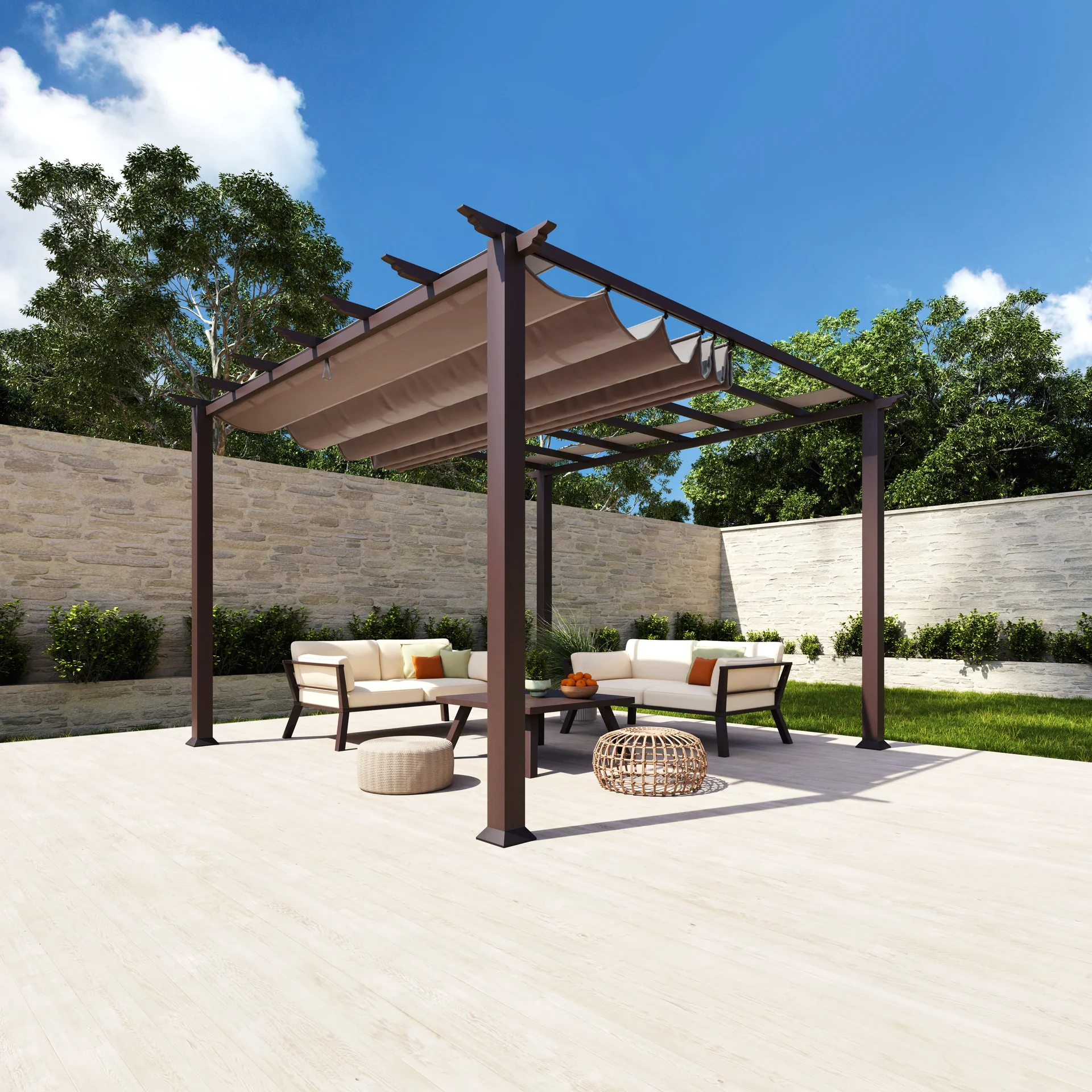 Pergola Florida 11 x 11, dunkelbraun - 0