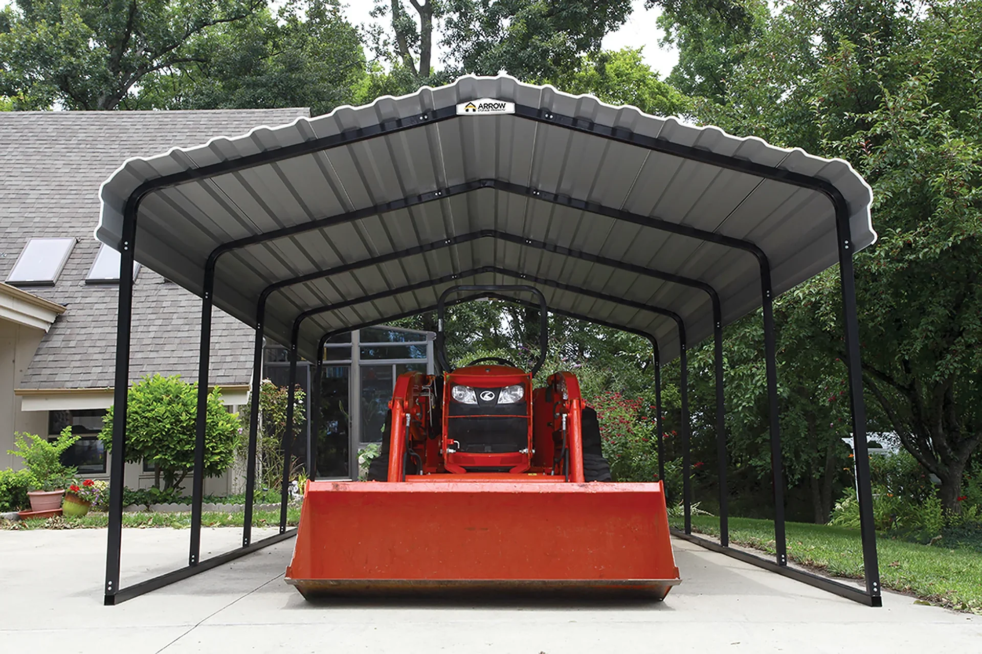 Stahlcarport Neapel 602 x 370 cm, schwarz-gau - 0