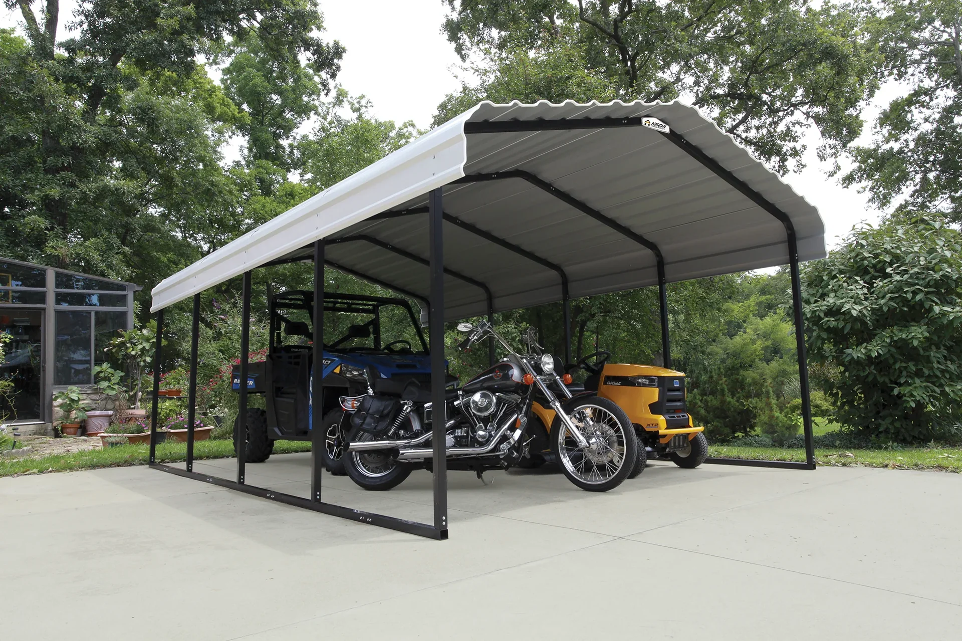 Stahlcarport Neapel 602 x 370 cm, schwarz-gau - 1