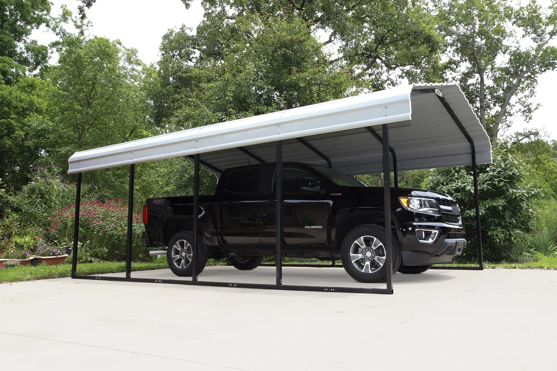 Stahlcarport Neapel 602 x 370 cm, schwarz-gau - 3