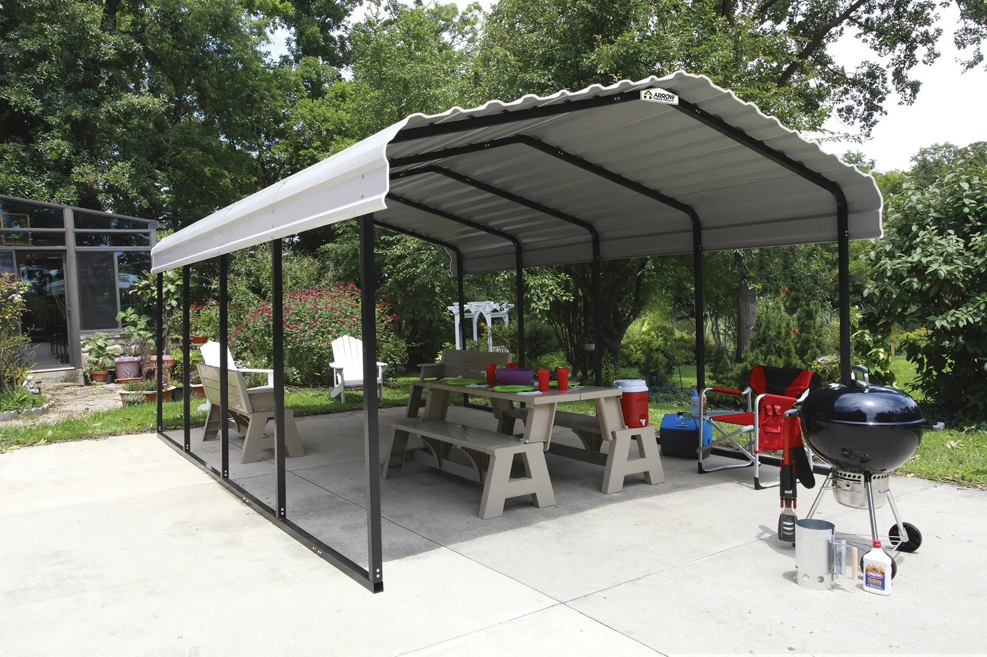 Stahlcarport Neapel 602 x 370 cm, schwarz-gau - 7